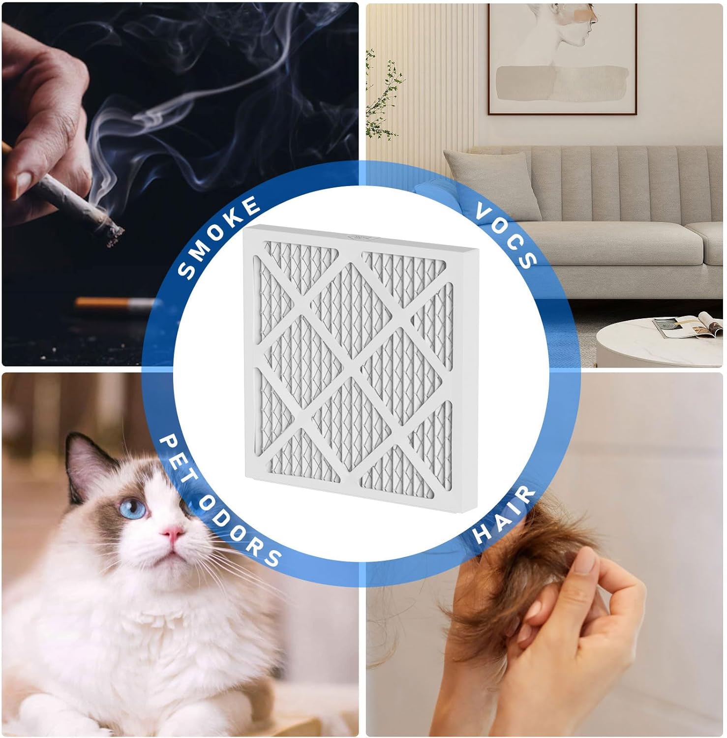MERV-13 Air Filter Replacement Set Compatible with AlorAir PureAiro HEPA Pro Air Scrubber and PureAiro HEPA Max Air Scrubber 770, 870, 970, 14.3×13.6×0.79 in, 5 Pack