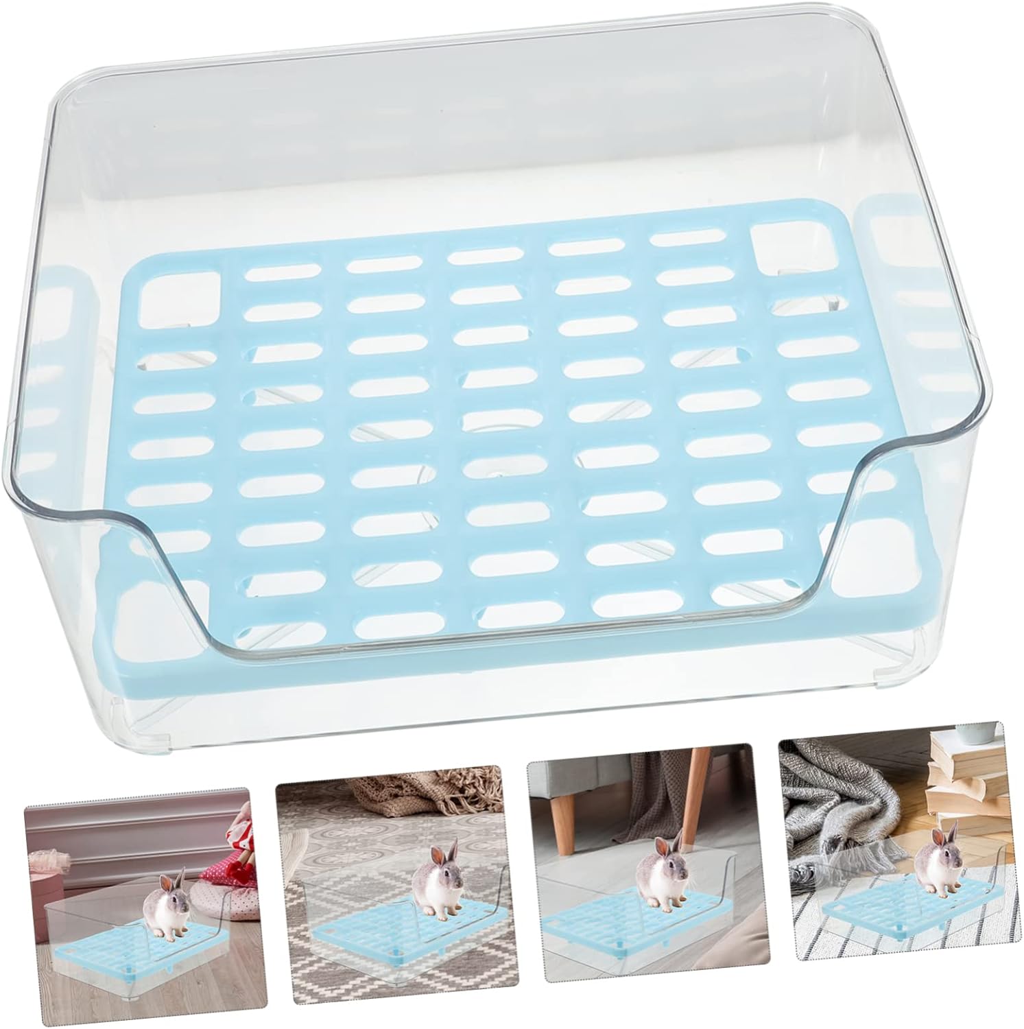 Happyyami Medium Rabbit Litter Box PET Toilet for Small Animals Easy to Clean Bunny Potty Trainer Random Color