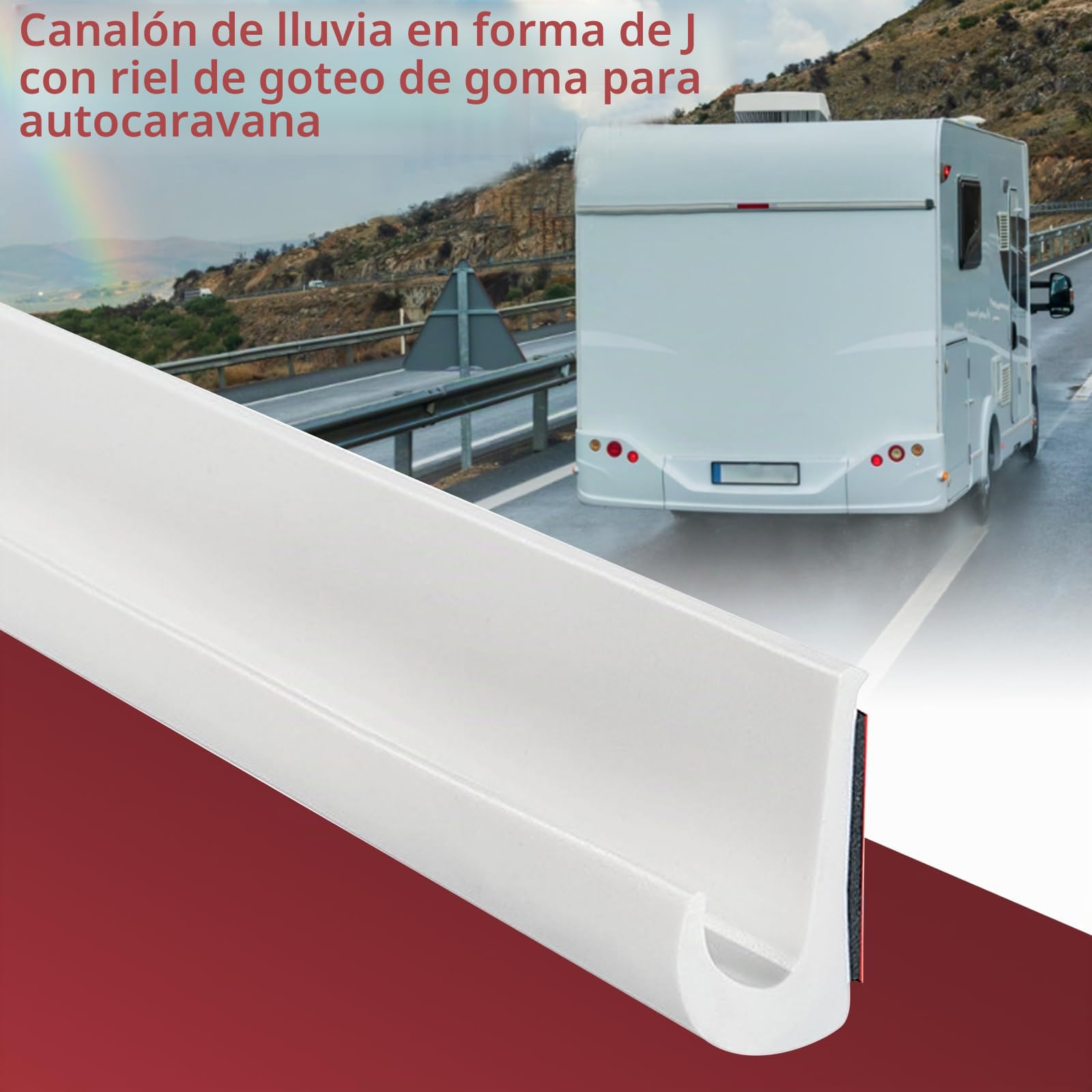 Canalones de lluvia J Shape RV, canalones de lluvia en forma de J, PVC, autoadhesivos, para vehículos, camiones, caravanas