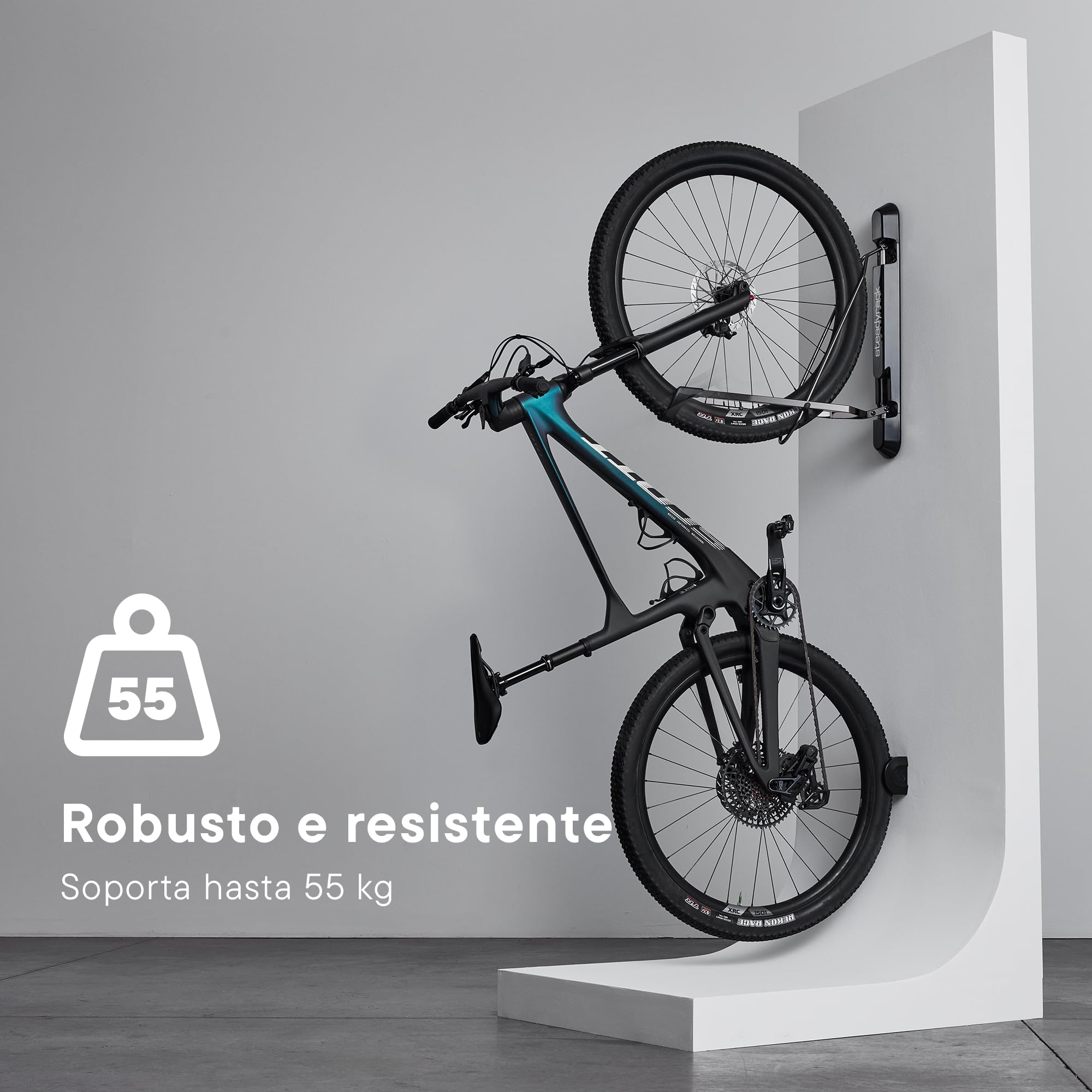 Steadyrack Portabici Mountain Bike – l’originale sistema di stoccaggio verticale da parete – adatto a pneumatici larghi – design salvaspazio con funzione pivotante – robusto portabici in acciaio p