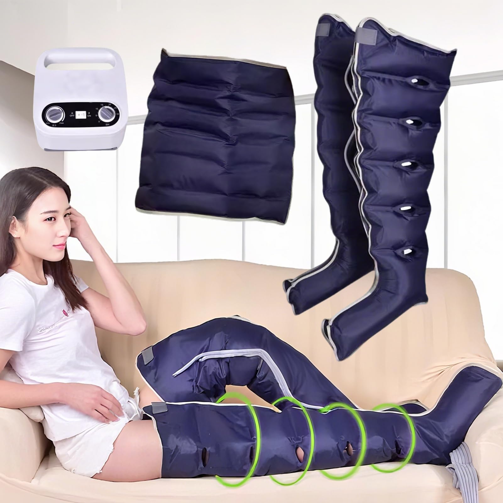 Massaggiatori elettrici per Piedi, Stivali da Recupero per pressoterapia - 6 cavità, Compressione sequenziale dell'Aria per Gambe, Braccia e Vita | Drenaggio linfatico, Sollievo da