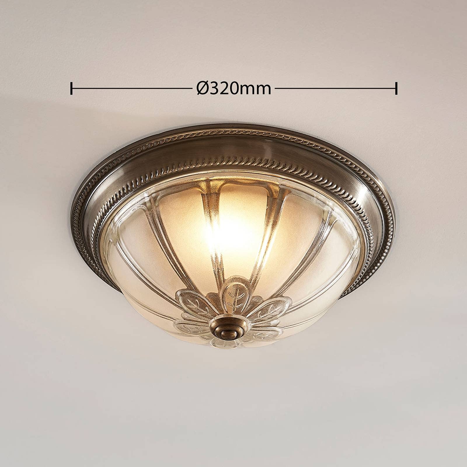 Lindby lampa sufitowa LED 'Henja' z mo¿liwo¶ci± ¶ciemniania, stylantyczny, m. in. do salonu, jadalni, kolor br±zowy, mosiê¿ny, szk³o