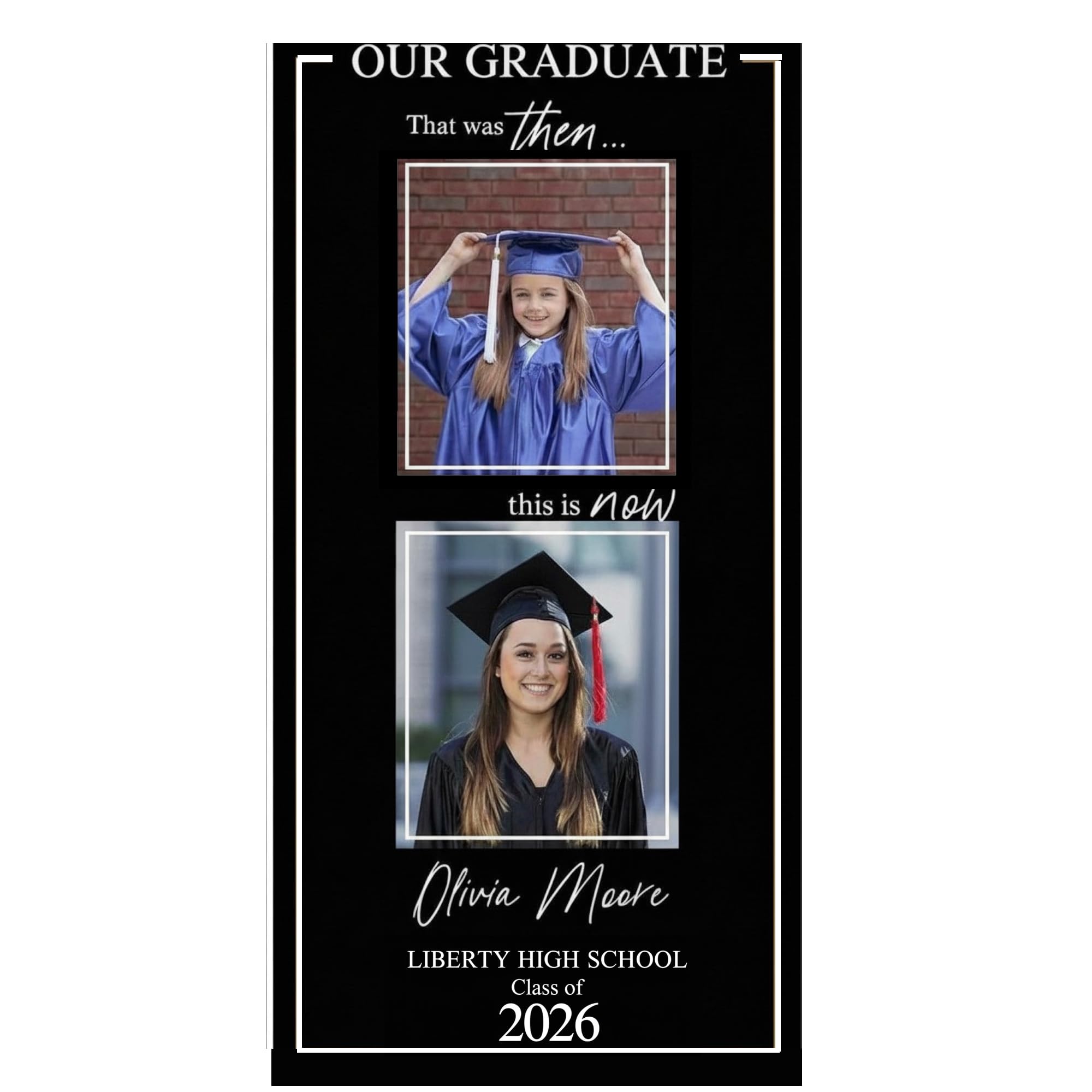 Personalization Universe Then & Now Graduate Personalized Photo Door Banner