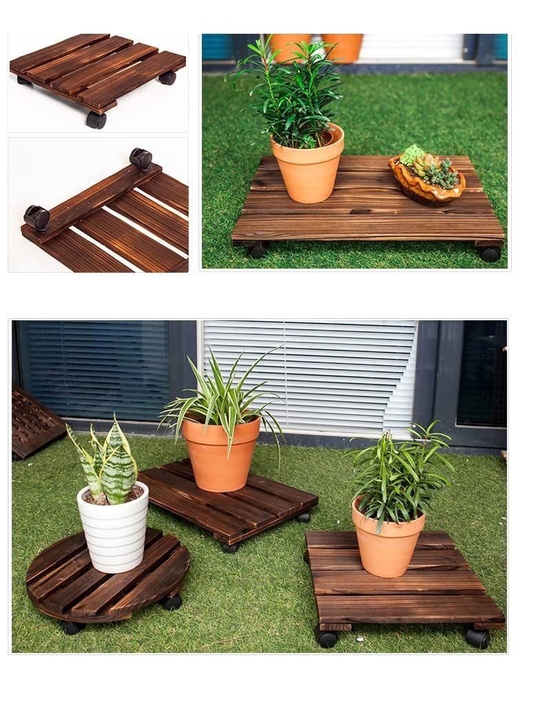 Pflanzentrolleys mit Rädern, robuster Topfwagen – rund ⌀25 cm – Vintage-Stil – Gartentopf – Ständer, Transportwagen (Durchmesser: 30 cm)