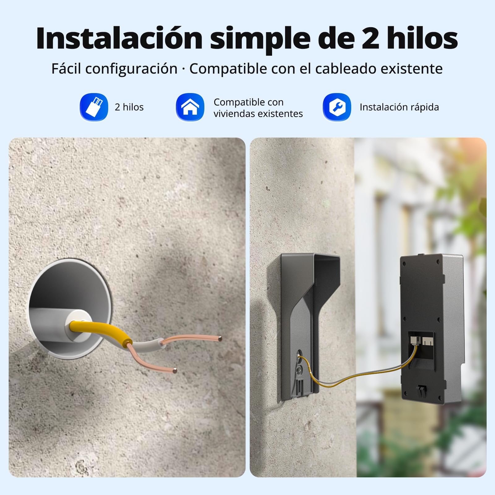 Videoportero WiFi 2 Hilos, 7" IPS Touchscreen, WiFi6 Dualband, 1080P HD Timbre Video Sistema Intercomunicador, Detección Humana, Tuya App, RFID, Apertura Remota, IP65