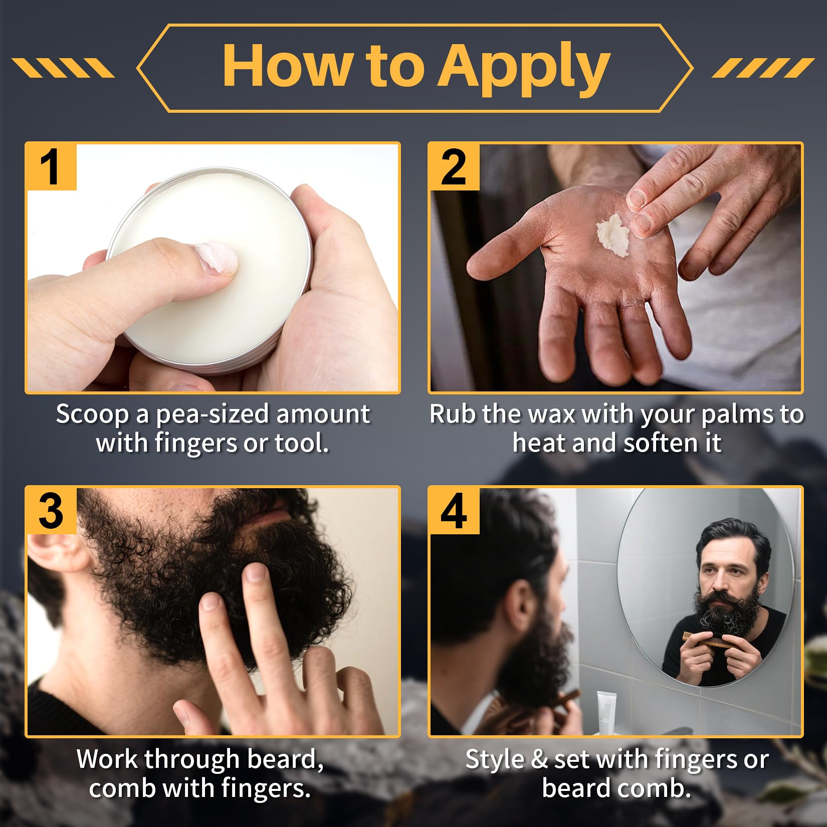 1oz Mustache Wax For Men - Unscented Strong Hold Moustache Beard Wax Styling Paste Thickener Grooming Balm Cera Para Barba De Hombre Moisturizer Men'S Beard &Mustache Care Product With Shea Oil