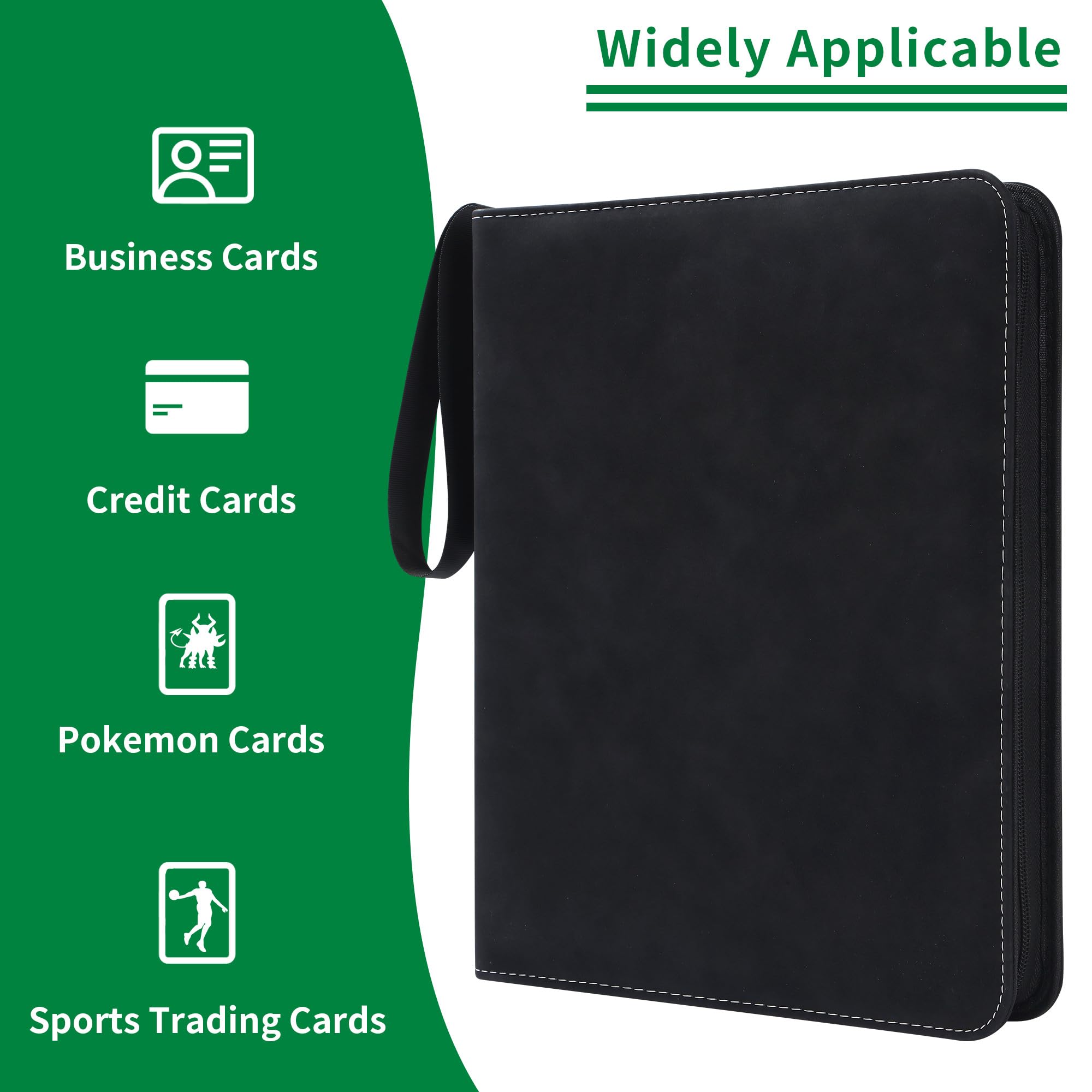 Raccoglitore Carte Magic,Album Porta Carte,Nero,50 Pagine 900 Raccoglitore di Carte,Design Con Zip,Album per Carte Portatili Per Per la raccolta di giochi, regali e carte sportive ﻿ (A-Nero)