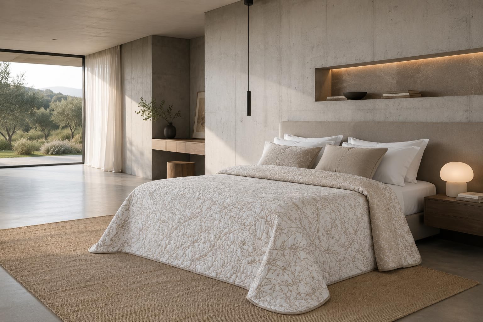 Estoralis TOPACIO | Colcha Verano de Diseño Moderno | Tejido Jaquard Alta Resistencia | Beige | para Cama 150 cm. (250 x 270 cm. AnchoxAlto) | Cubre Cama para Todas Las Estaciones