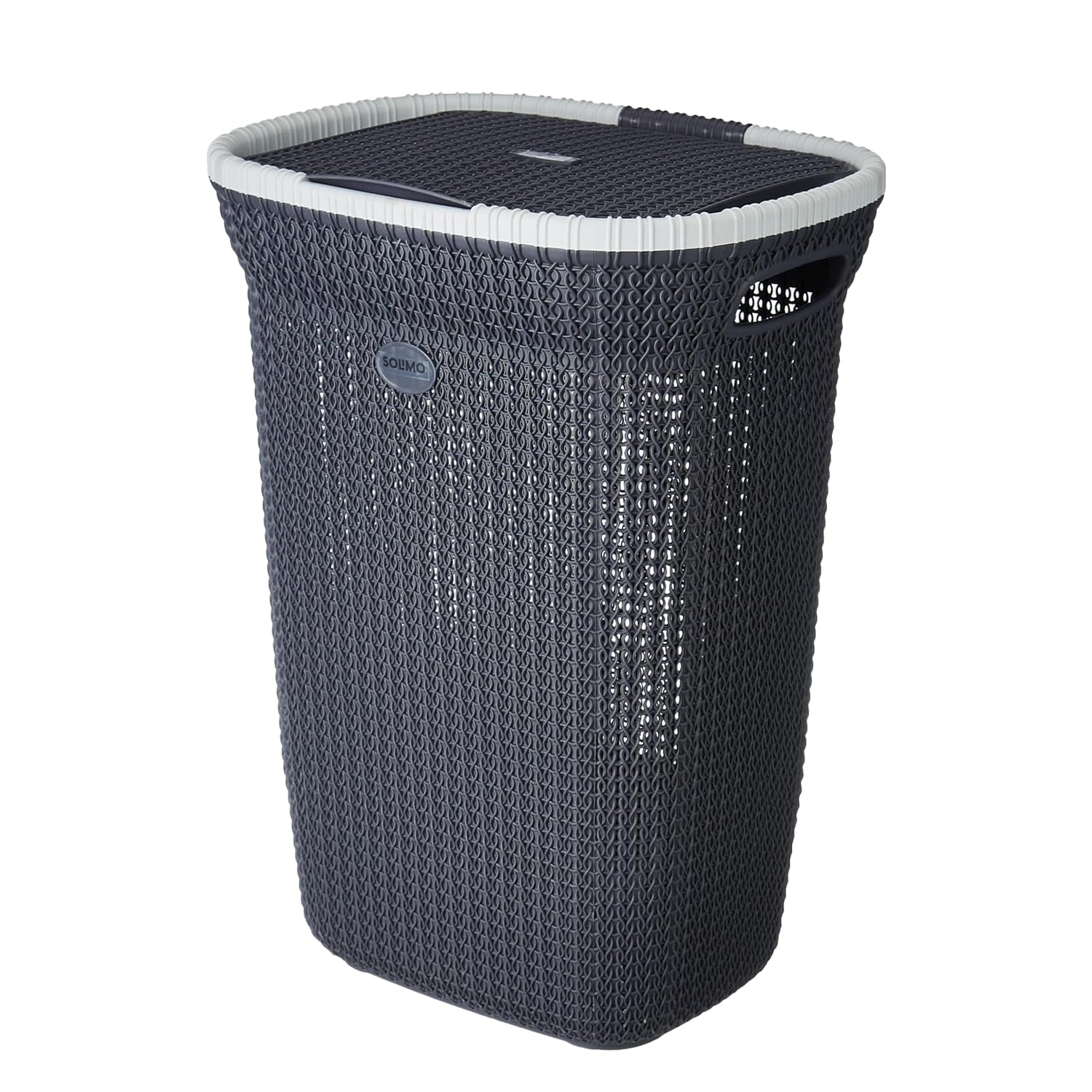 Amazon Brand - Solimo Knit Laundry Basket - Big - 55 Litres - 44 cm x 35 cm x 61 cm | Dark Grey