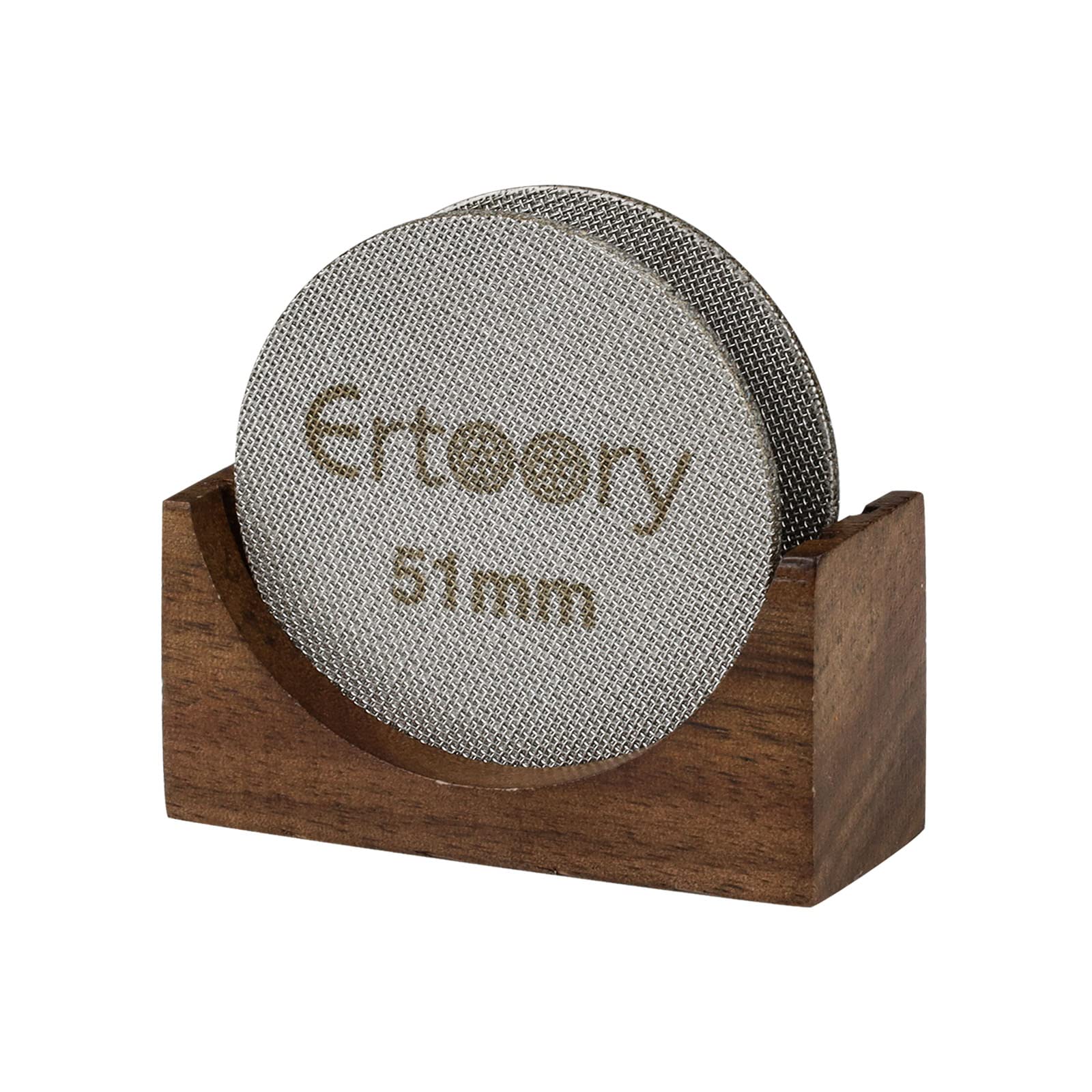 ertoory 51mm Coffee Puck Screen With Stand, Professional Barista Tool Stainless Steel Coffee Reusable Filter for Espresso Portafilter Filter Basket, 51mm 1.7mm Thickness 150?m, 316 Stainless Steel