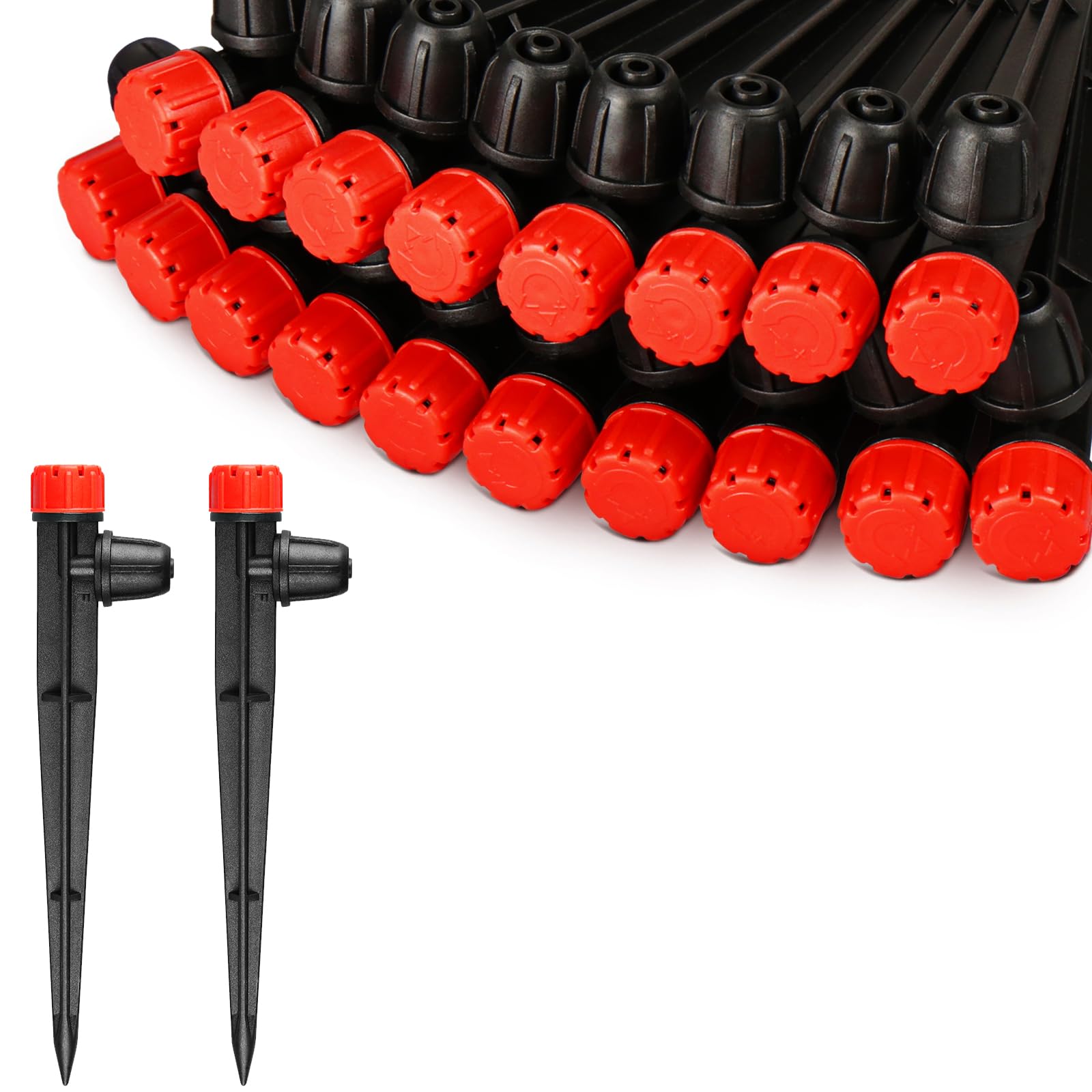 Kepmix 360 Degree Drip Irrigation Emitters Fittings: Adjustable Drip Irrigation Sprayer for 1/4 inch Drip Irrigation Tubin...