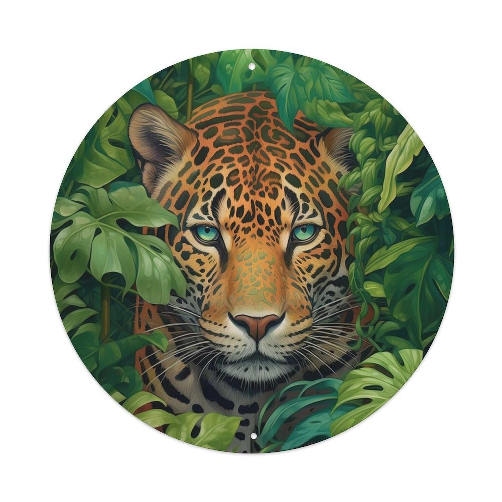 Animal Artwork Tiger in The Jungle Vintage Metal Tin Sign Plaque Wall Decor for Cafe, Club Bar, Office, Garden Metal Poster 8x8Inch