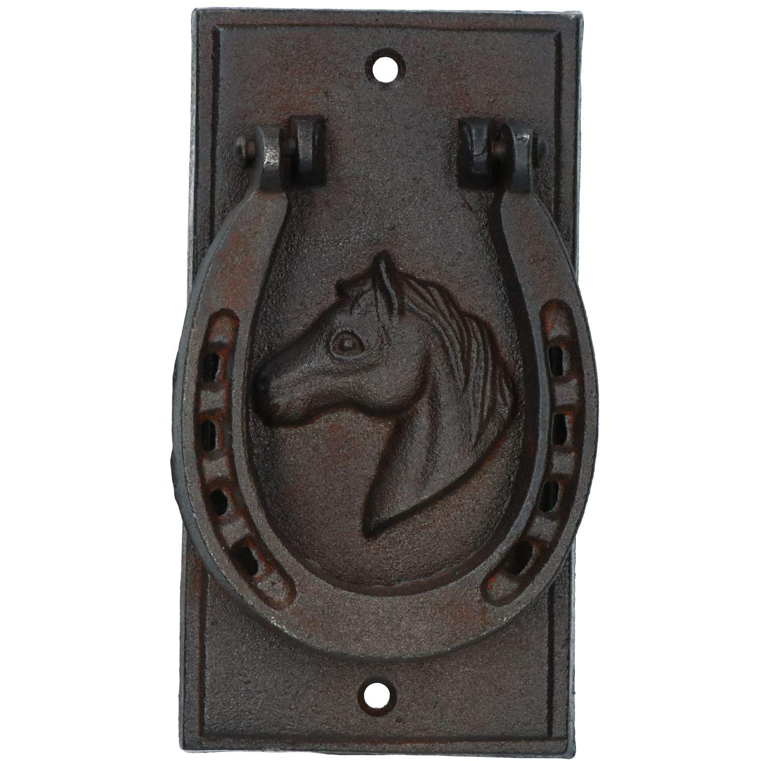 AB Tools Horse Mare Shoe Head Door Knocker Bell Ringer Cast Iron Garden Shed Stable
