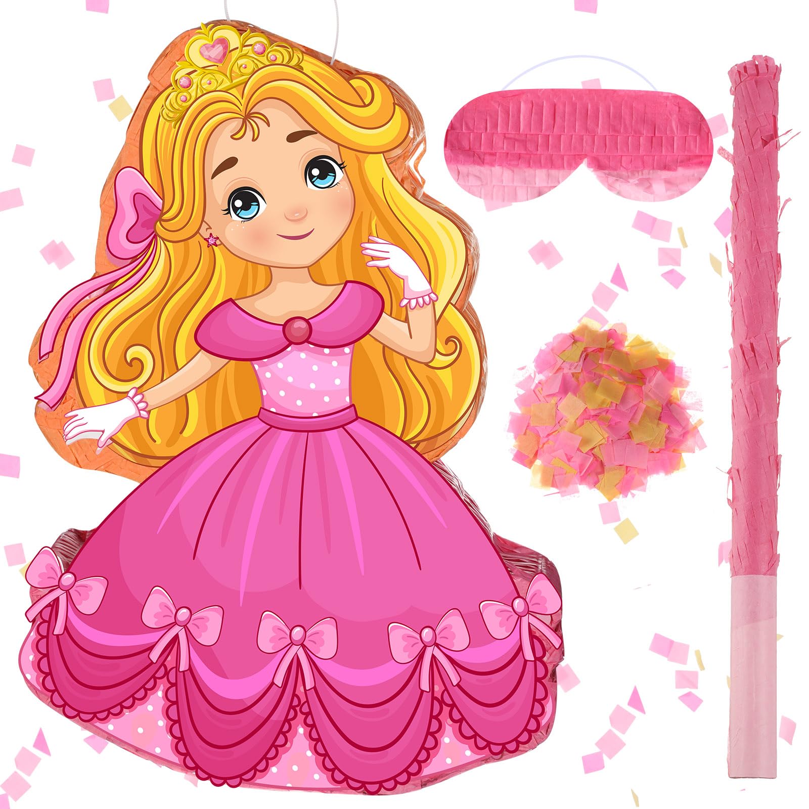 Threan Princess Piñata Fairy Party Decorations Pink Ballet Piñata Ballerina, Birthday Game Set Party Supplies for Girl Theme Baby Shower Butterfly