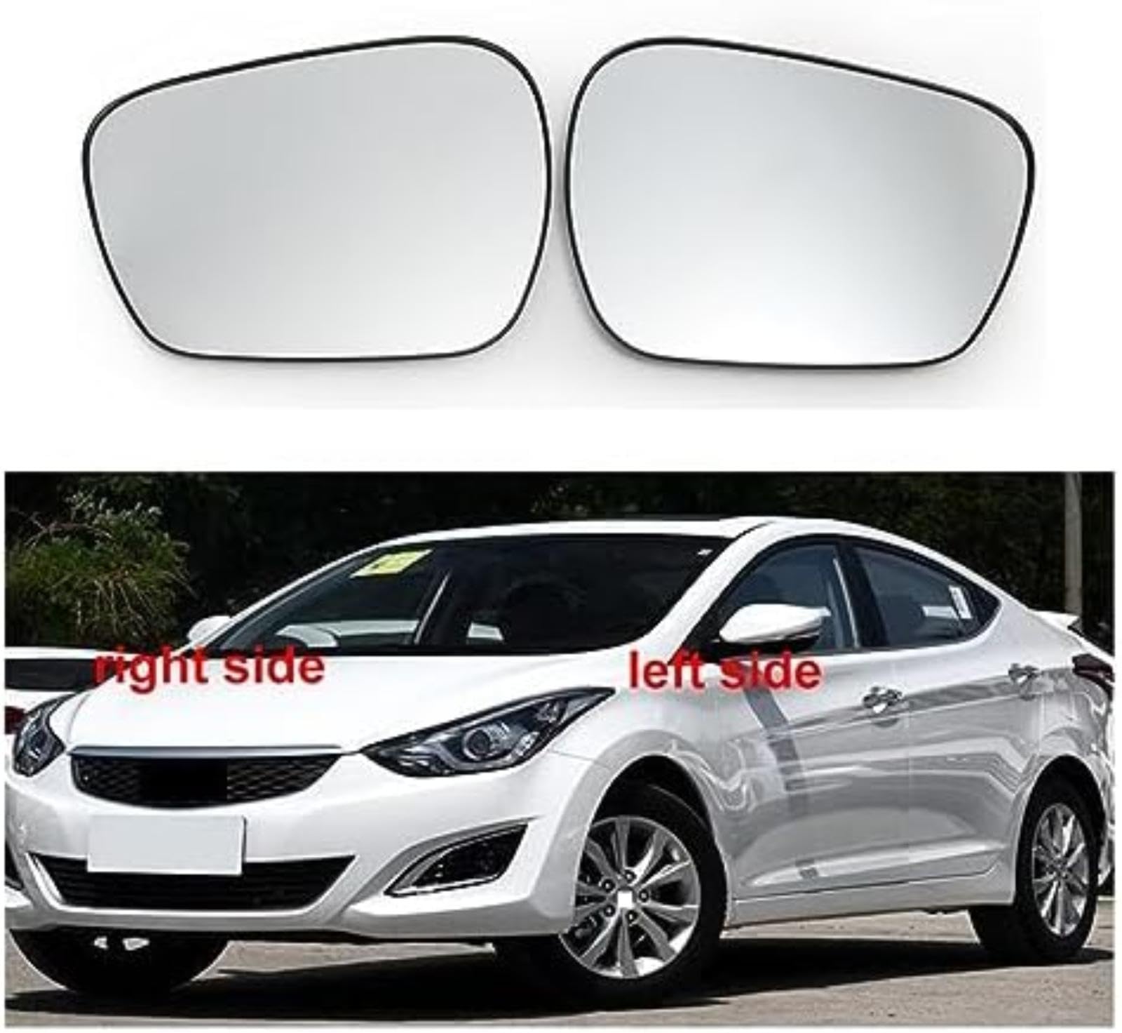 Szkło lusterka bocznego samochodu, dla Hyundai, dla Elantra 2011-2016 zewnętrzne lusterka boczne soczewka odblaskowa soczewki wsteczne drzwi Lusterko boczne (A (A 1pcs left no heating)