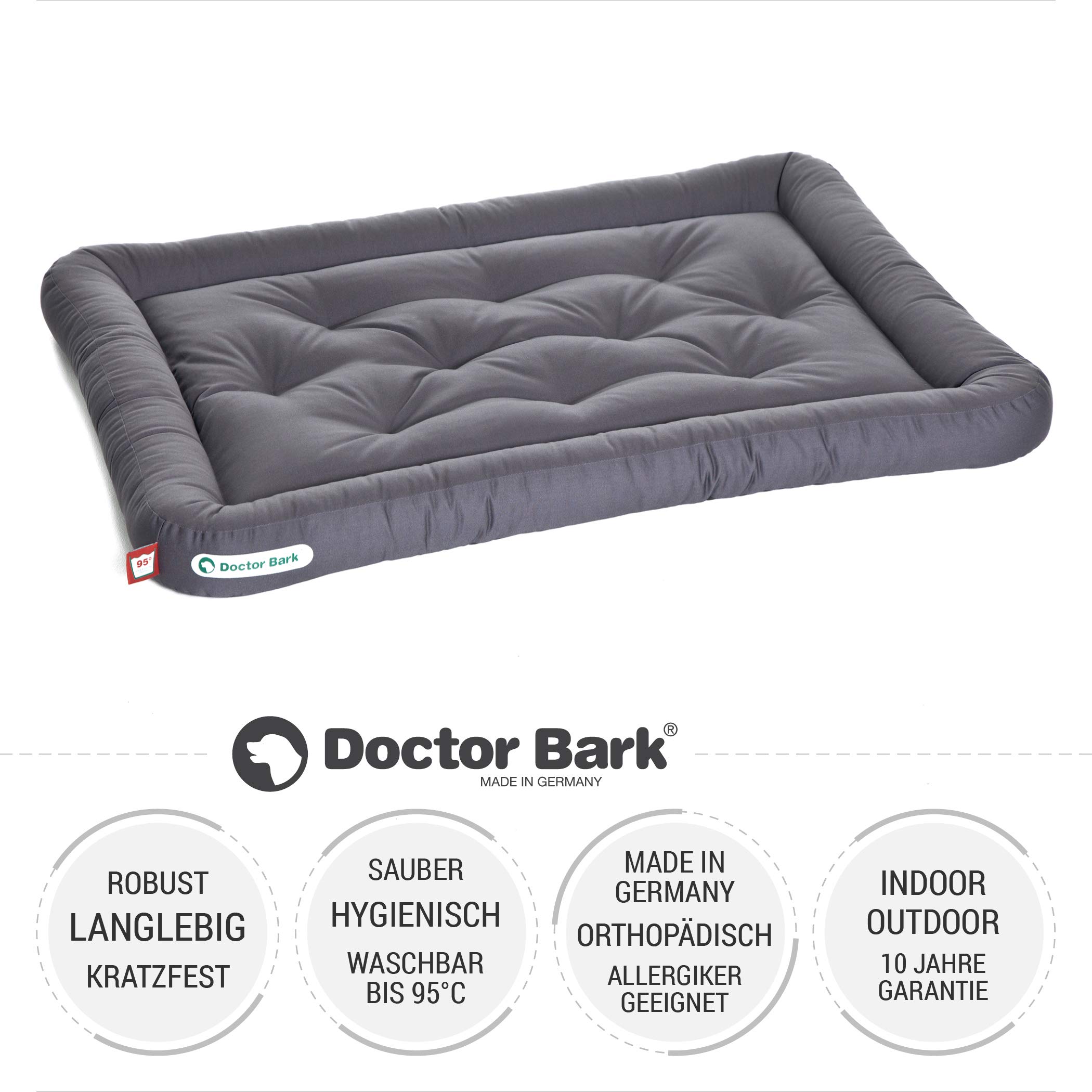 Doctor Bark Poduszka dla psa – ortopedyczne legowisko dla psa, pranie w temperaturze do 95°C, higieniczna, wytrzymała i wygodna (dł. – 90 x 70 cm, szara)