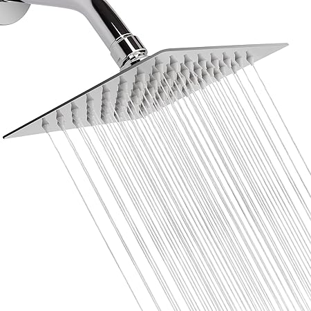 JAGGER JAG216 Rain Shower Head, High Flow Stainless Steel Square Rainfall Showerhead, Awesome Shower Experience Even At Low Water Flow (SILVER [ CHROME FINISH ], 6 X 6 INCH) (6