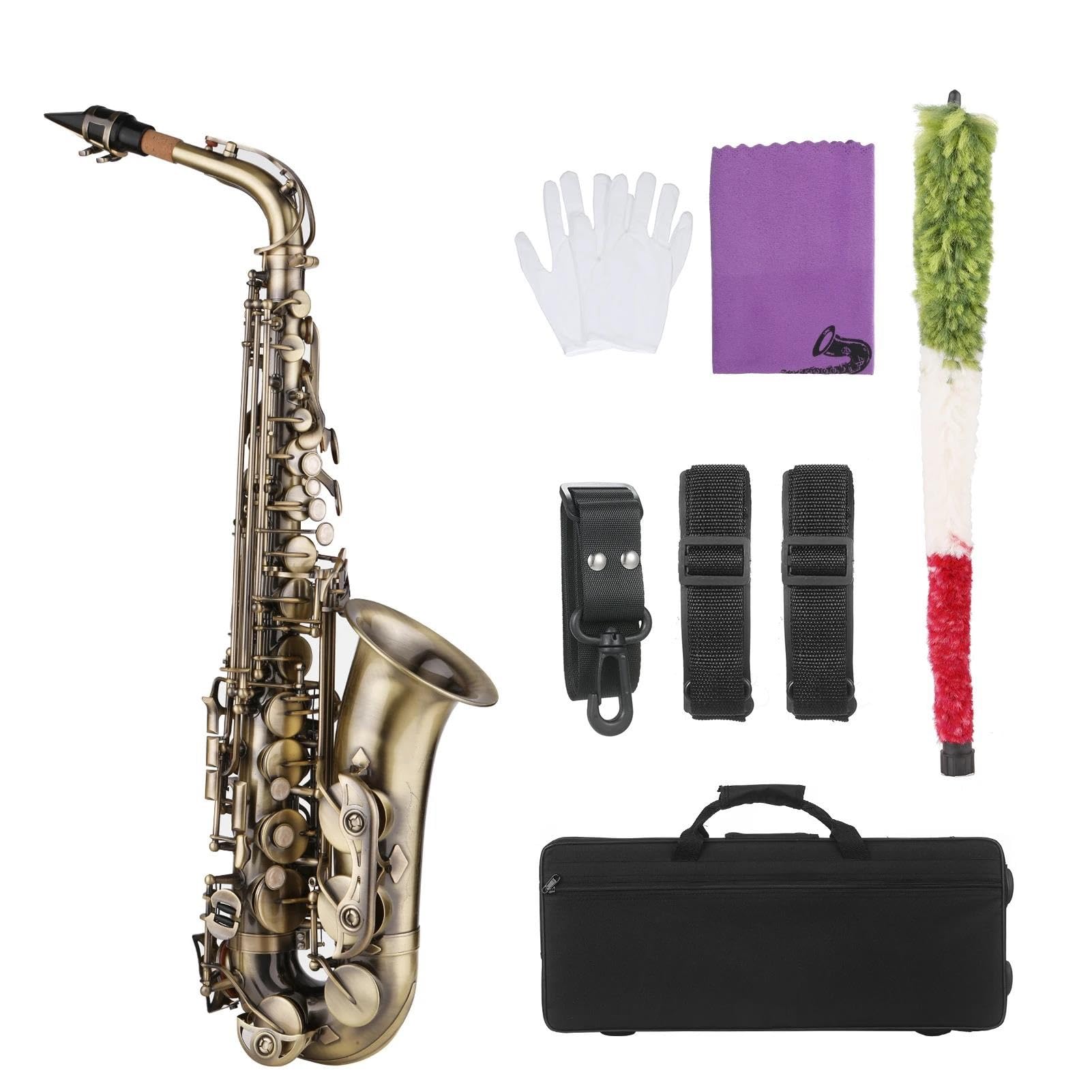 Saksofon E-flat Saksofon Altowy Mosiądz Lakierowany Złoty Saksofon Eb Instrumenty Dęte Drewniane Instrumenty Muzyczne I Futerał Paski Na Szyję Ustnik Saksofon