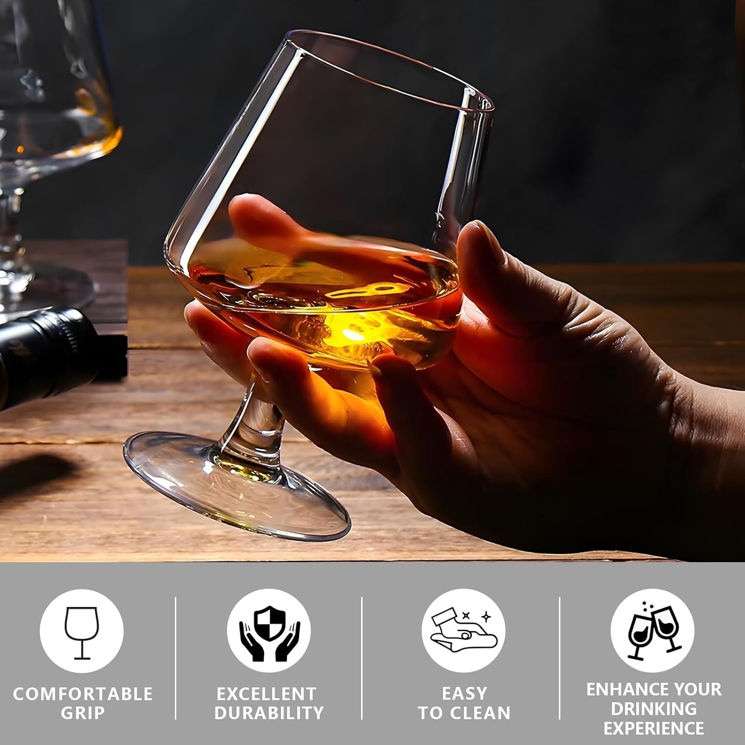 Whiskey Glasses Set of 4-15.2 Oz Bourbon Glasses for Scotch, Cognac, Brandy & Cocktails - Heavy Base Short Stem Wine Cups - Ideal Gift for Halloween, Christmas's Day (Set of 4)