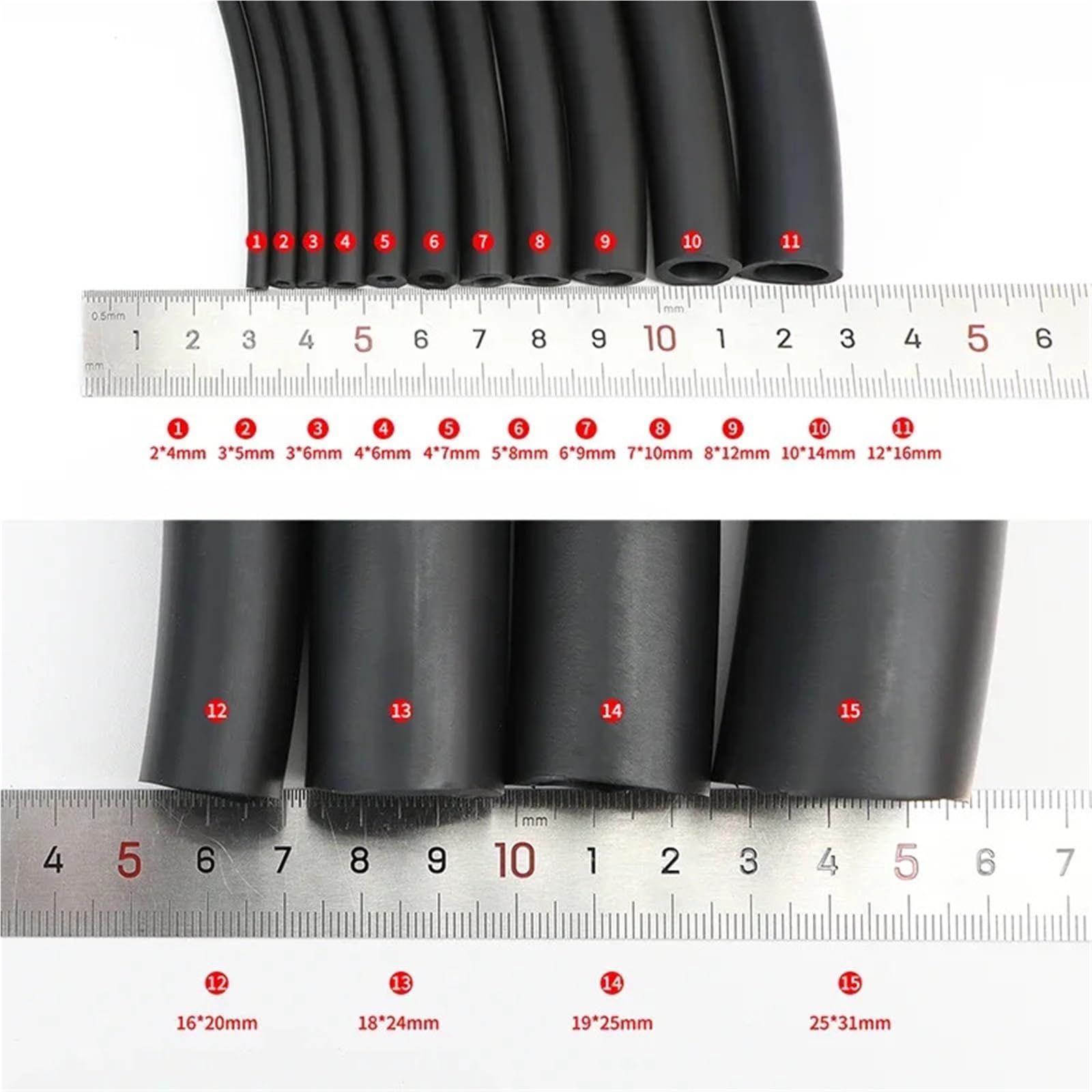 Manguera de silicona Manguera de goma ID 2 4 5 6 7 8 10 12 16 18 19 25 mm Tubo resistencia a altas temperaturas(5 meters,ID 6mm x OD 9mm)