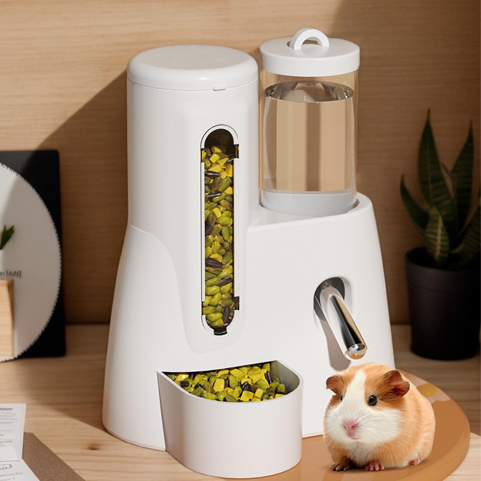 Bebedero y comederos automático para jaula de conejos - Botella antigoteo | Dispensador de agua para hámster | Botella 2 en 1 antigoteo con comederos for mascotas pequeñas, hámsteres, hurones y cobaya