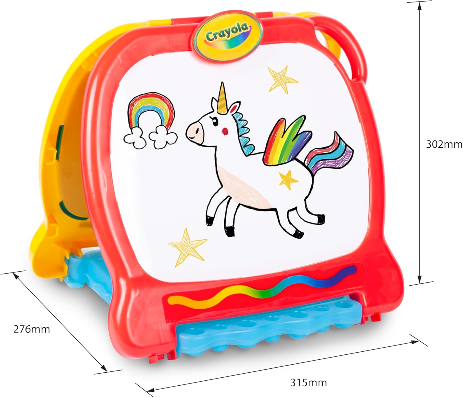Crayola Art-to-Go Rainbow Easel – Portable Tabletop Dry Erase & Chalkboard for Kids – Foldable Travel Art Case with Storage – Includes Eraser – Ages 3+