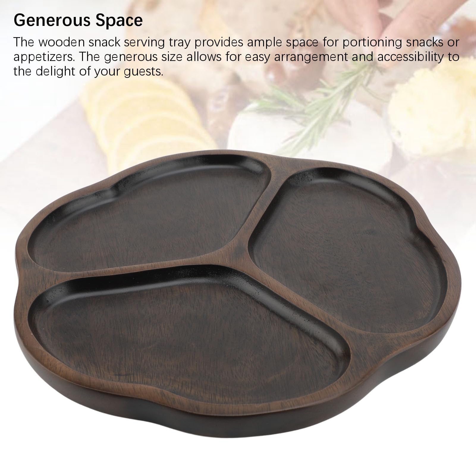Planche de service divisée en bois – Plateau à frites et à sauce à 3 compartiments pour collations, desserts et réceptions d'invités