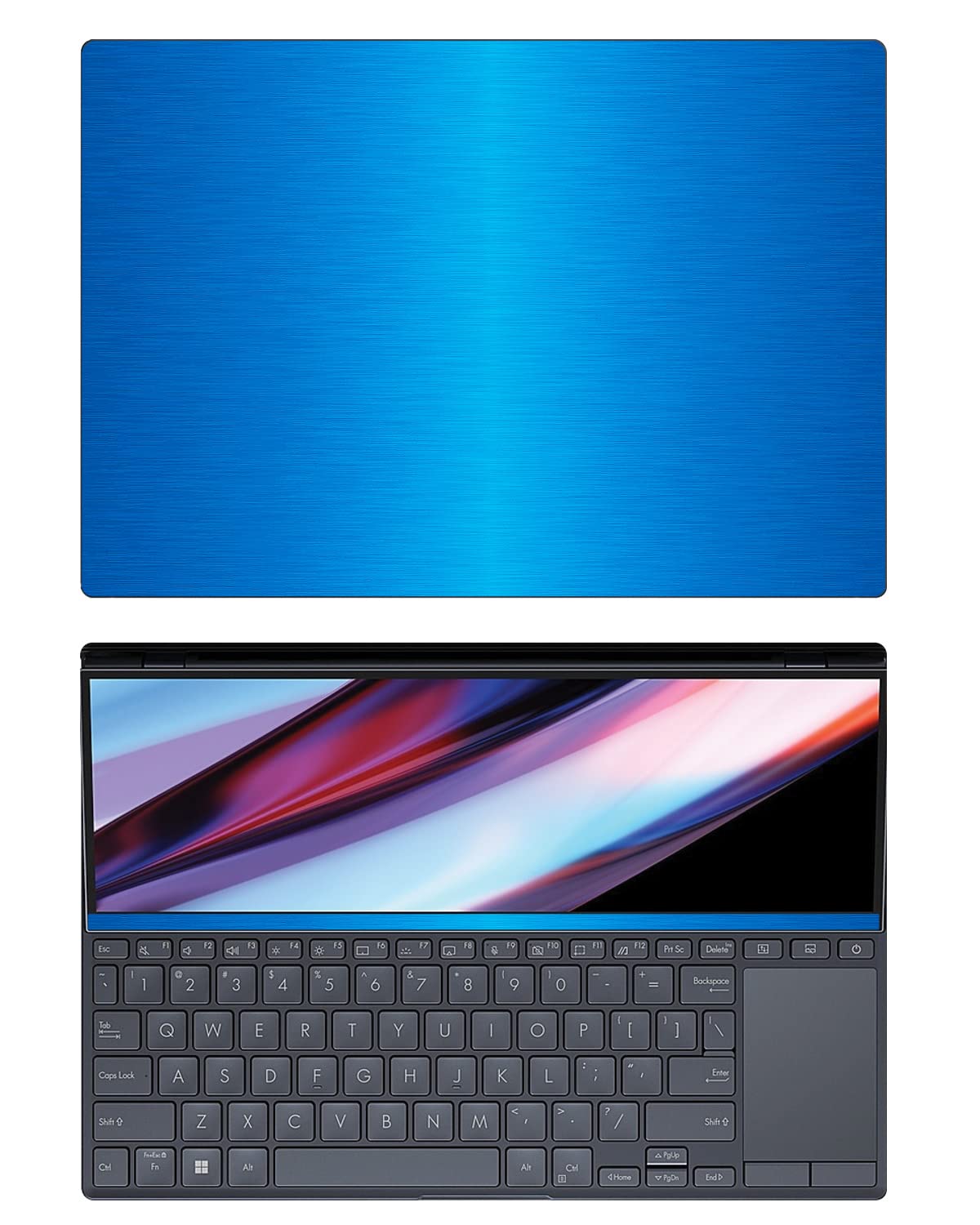 Decalrus - Protective Decal for The ASUS Zenbook Pro 14 Duo OLED UX8402 (14.5" Screen) Laptop LITE Blue Texture Brushed Aluminum Cover wrap BAasusZenbk14_ux8402LiteBlue