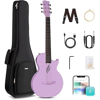 Enya Nova Go SP1 Acoustic Electric Guitar Set, Carbon Fibre &ndash; 89 cm Guitar for Children, Adults, Beginners Starter Kit with S