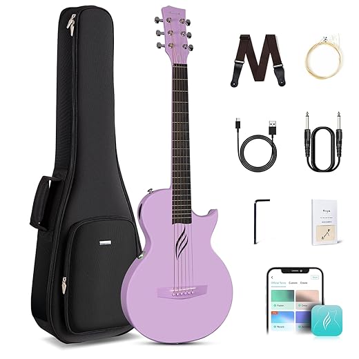Enya NOVA GO SP1 Carbon Fiber Travel Guitar - 35" Acoustic Electric with Smart AcousticPlus Technology, Built-in Effects, USB Recording, Bluetooth Speaker, Beginner Bundle with Gig Bag & Accessories