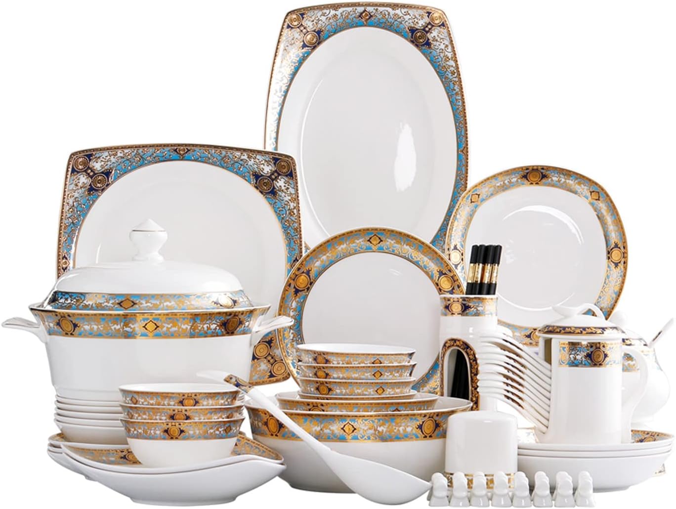 Amazon.com | AVLUZ 80-Piece Kitchen Dinnerware Set, Luxury Embossed ...