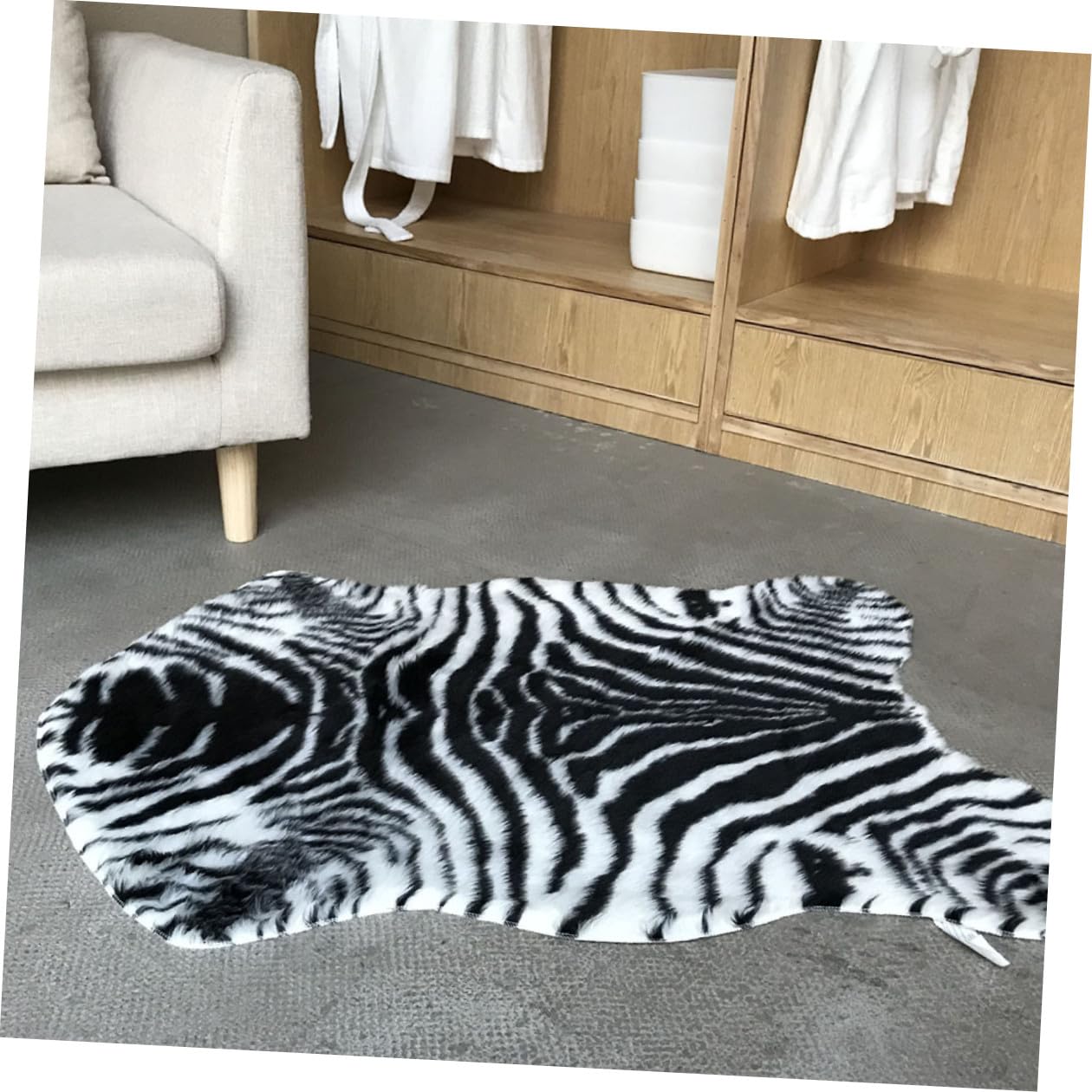 FischföRmiges Zebra-Teppich Bodenkissen rutschfeste Anti-Rutsch-Bodenmatte Weiche Hausmatte FüR Badezimmer KüChe Und Wohnzimmer