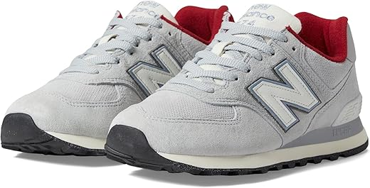 New Balance Women's 574 V2 Classic Suede Sneaker, Light Blue/Varsity Red, 8.5