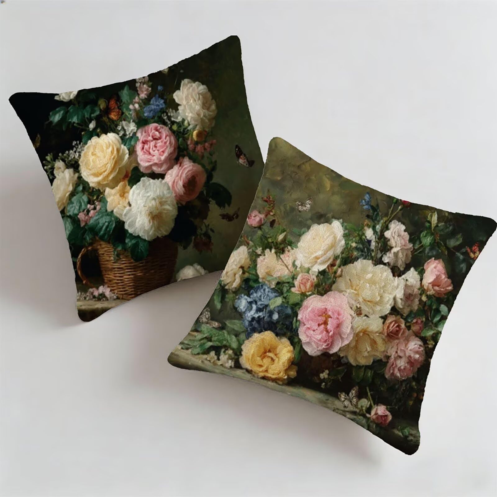 Housse de Coussin Canapé Flower 65x65cm Exterieur Impermeable Botanique Taie D'oreiller Décoratif Aesthetic Housse Coussin Decoration pour Chambre Sofa Jardin Balcon Terrasse Lot de 2. P-5049