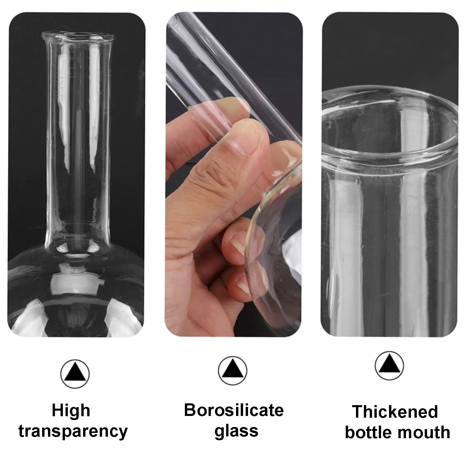 Pallone Per Ebollizione A Fondo Piatto in Vetro Borosilicato - Pallone Da Laboratorio A Collo Stretto Per Riscaldamento Ed Esperimenti, Vetro 3.3 Resistente Con Trasparenza, 500 Ml/1000 Ml/2000 Ml