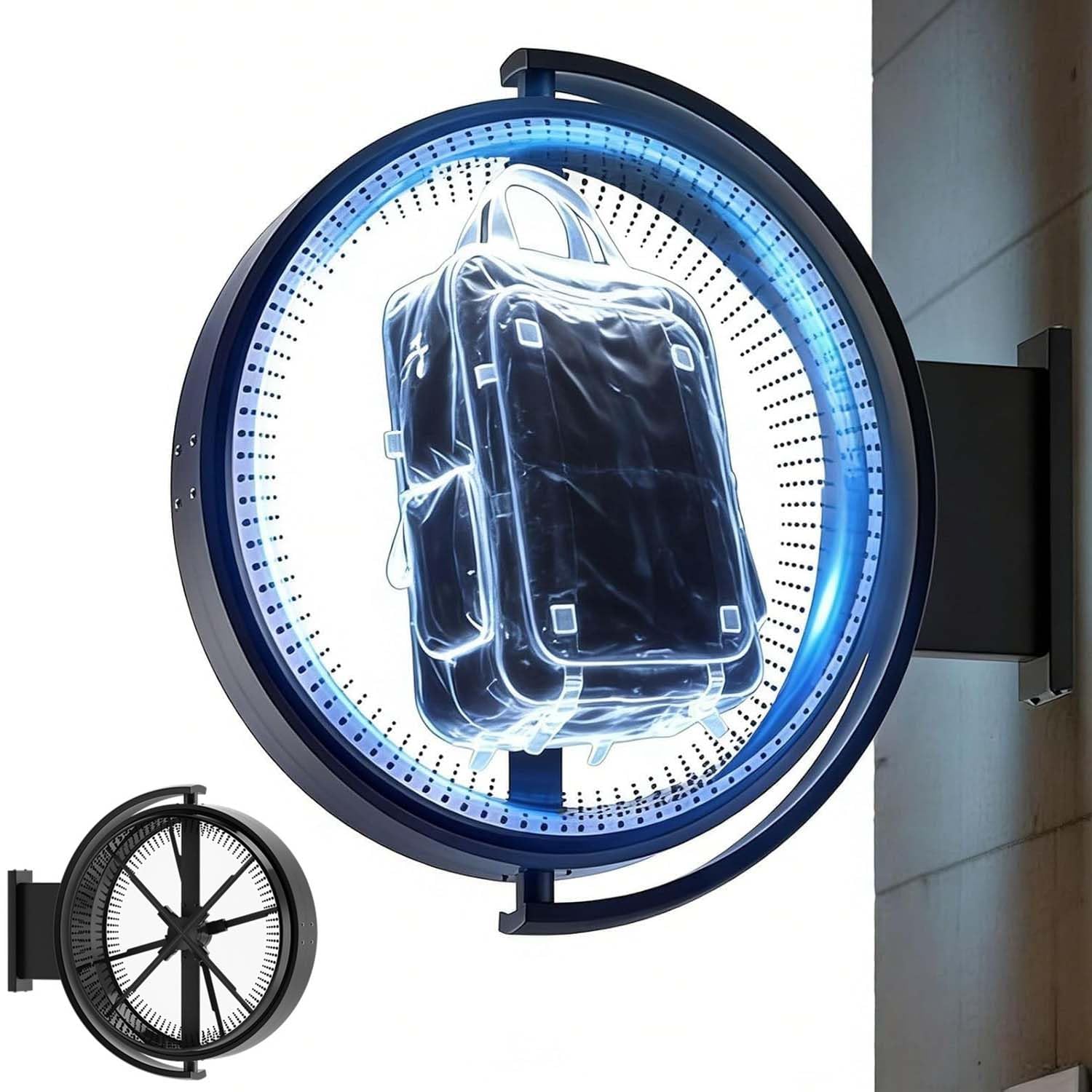 KJZQXYX 3D Holographic Advertising Light Box - Double-Sided Customizable Signage for Restaurants & Cafes, Eye-Catching Display with Images & Videos (70CM)