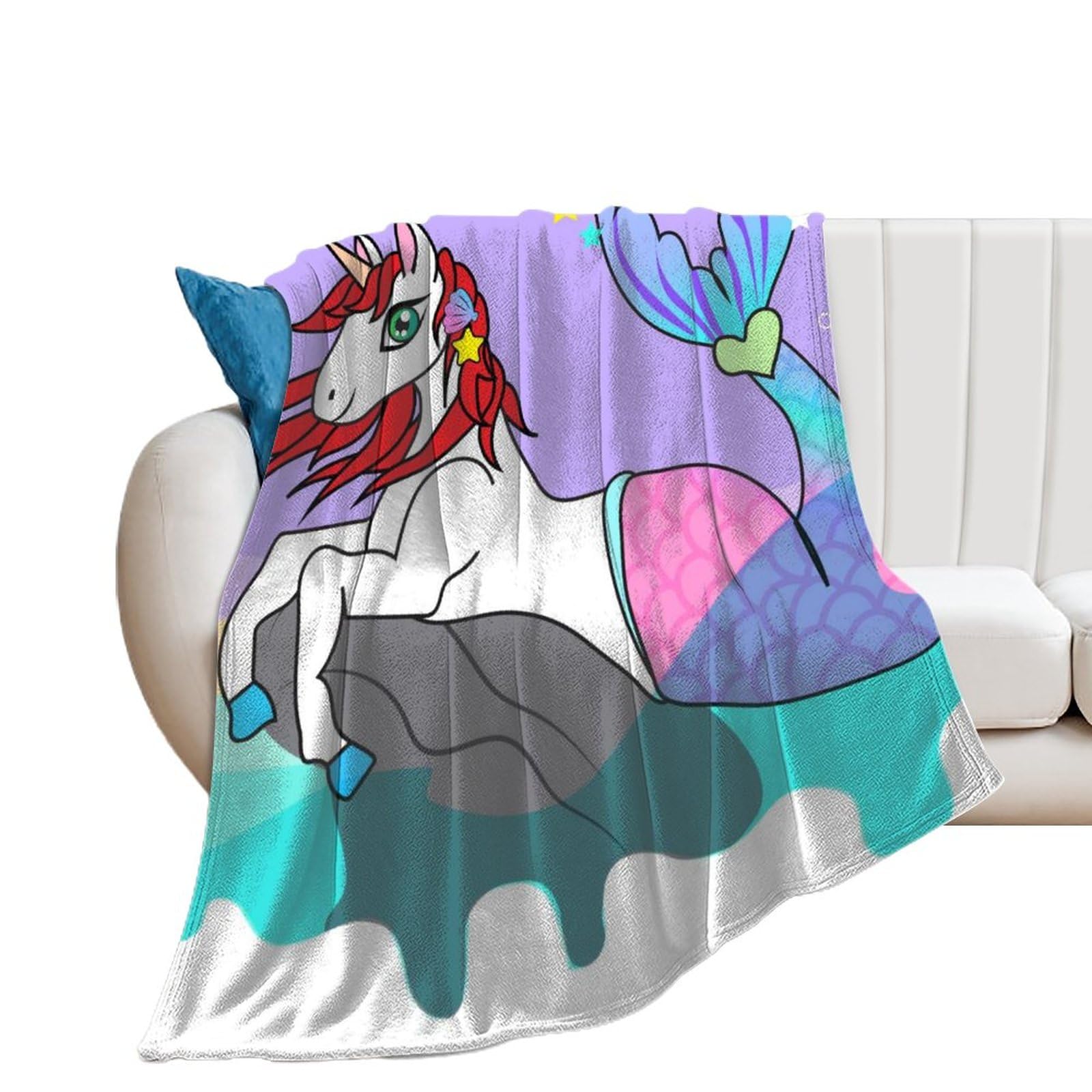 Couverture sirène licorne en polaire pour des soirées cocooning sur le canapé