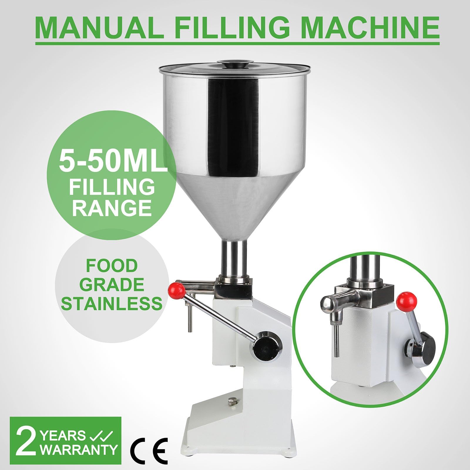 HPcutter Liquid Filling Machine Manual 5ml to 50ml Liquid Filler Food Commercial Grade Drink Water Shampoo Oil