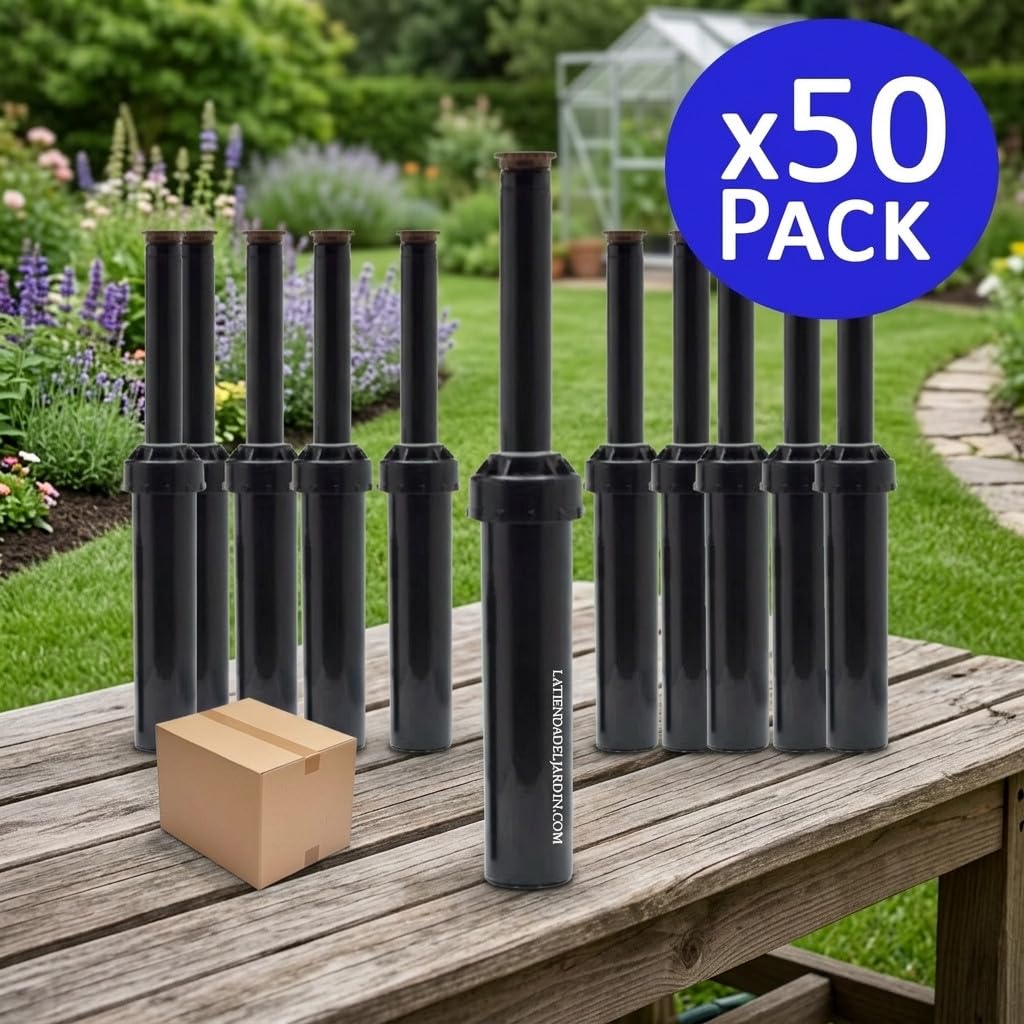 Suinga Pack 50 Difusor de Riego LPS417 | Alcance 5,20 m | Cobertura 0 a 360º | Aspersor con Elevacion 10 cm | Sistema de Riego Eficiente y Uniforme para Jardin y Zonas Verdes