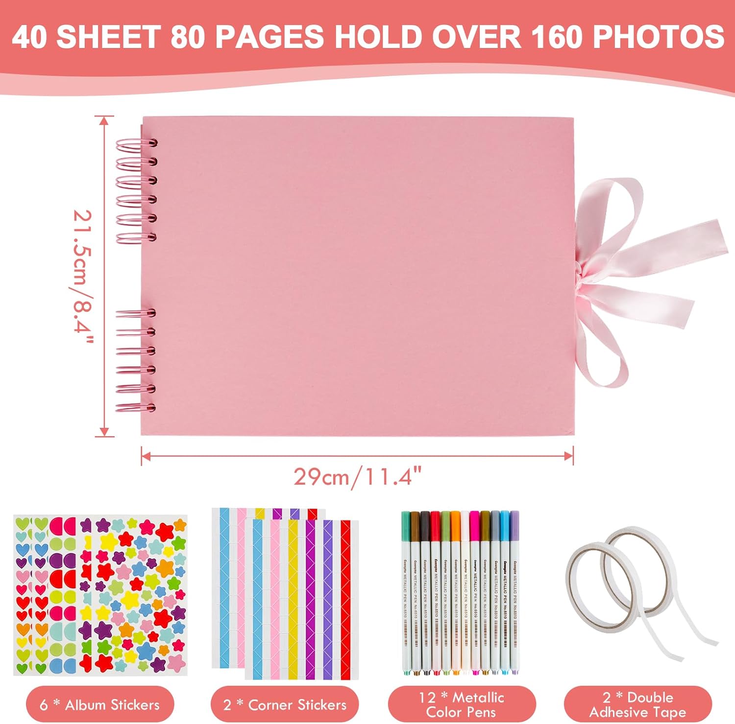 Scrapbook Photo Album, Photo Handmade DIY Album Memory Book 80 Pages A4 Craft Paper with 12 Metallic Marker Pens Scrapbook Kit for Family Wedding Memory Recording Baby Gift Pink 3 71sn0l2YNLL. AC SL1500