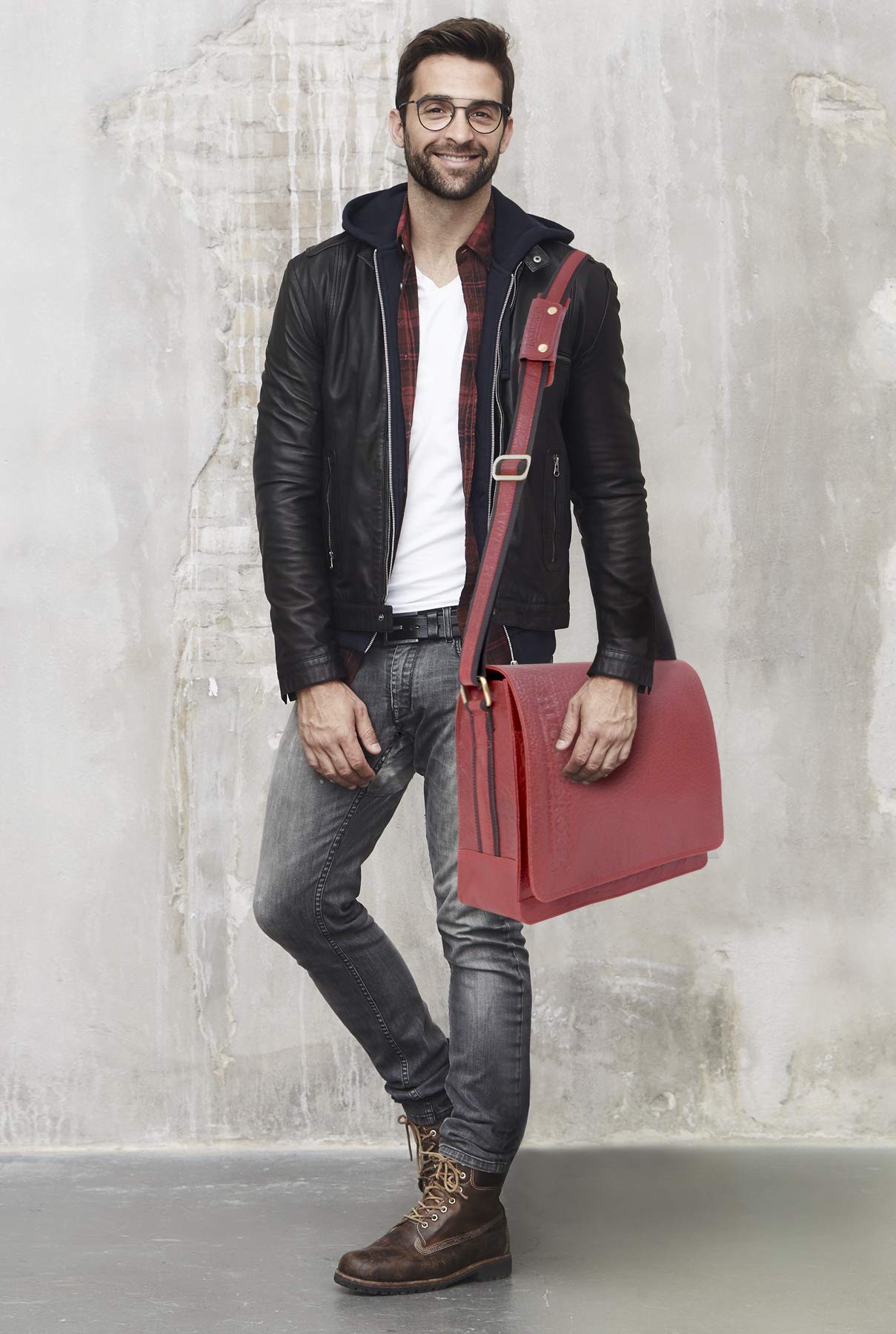 Messenger Bag Homme Cuir - Sacoche Ordinateur 15 Pouces - A4 Sac de Travail Moyen - Bandoulière Réglable - Lancaster