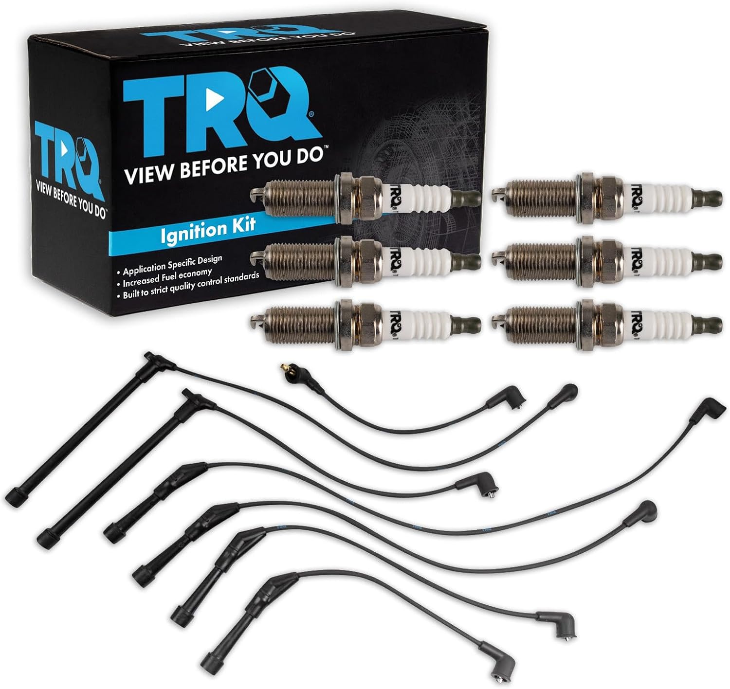 TRQ Spark Plug Kit 7 Piece Iridium Spark Plugs Compatible with 1990-1994 Nissan D21 1990-1995 Pathfinder 1995 Pickup