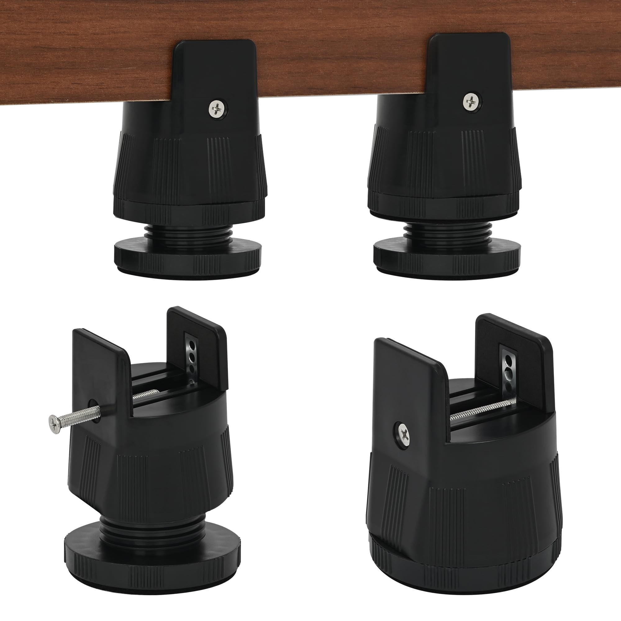 ohbien 4Pcs Adjustable Furniture Risers with Screw Clamp, Desk Riser Blocks Fit 1-50mm Width Square/Round Chair Leg & Height Adjustable 2.36-3.15 In, with Silent Felt Supports 500Kg for Sofa Table