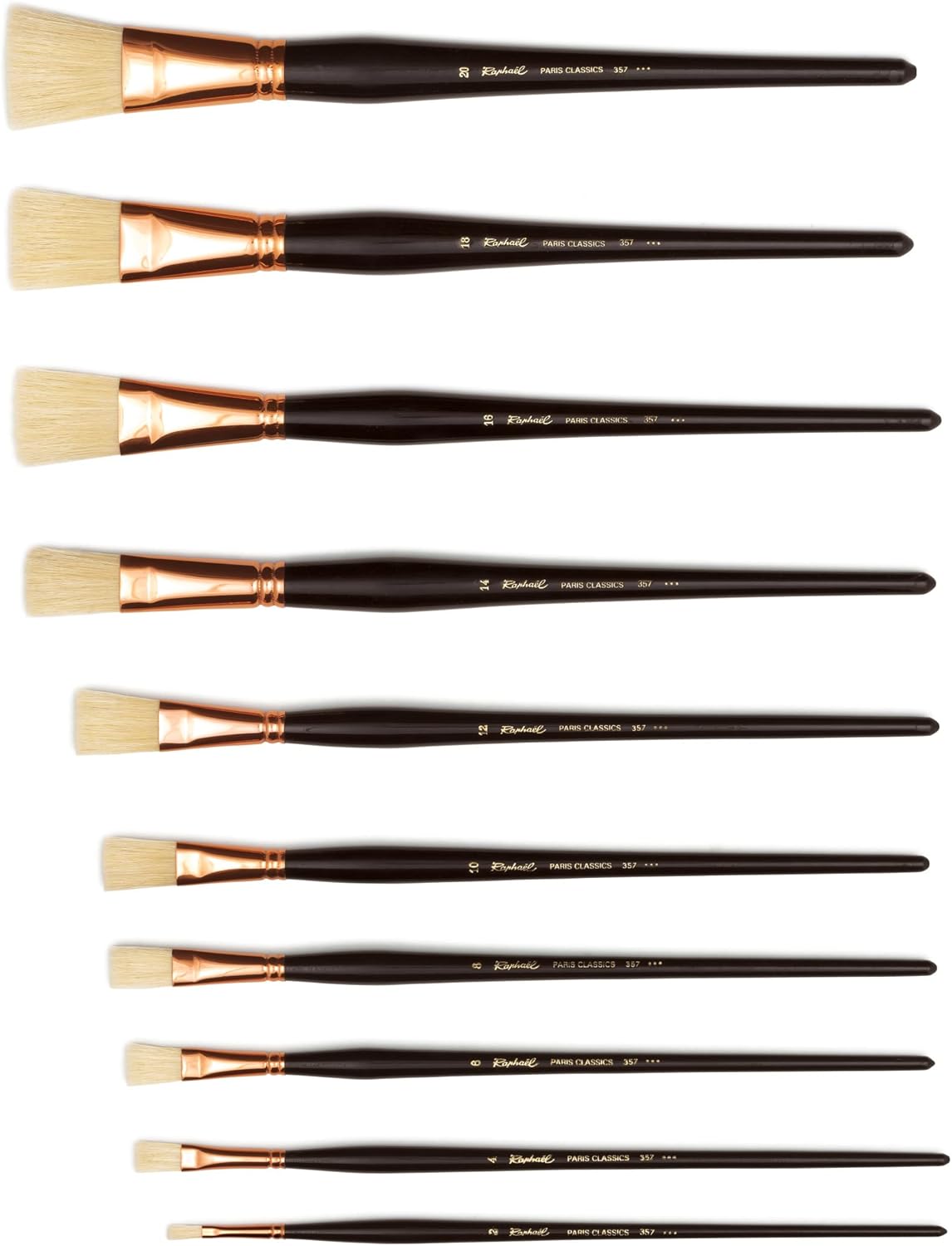 Raphael Paris Classics 357 Long Handle Brush, Flat, 18, White