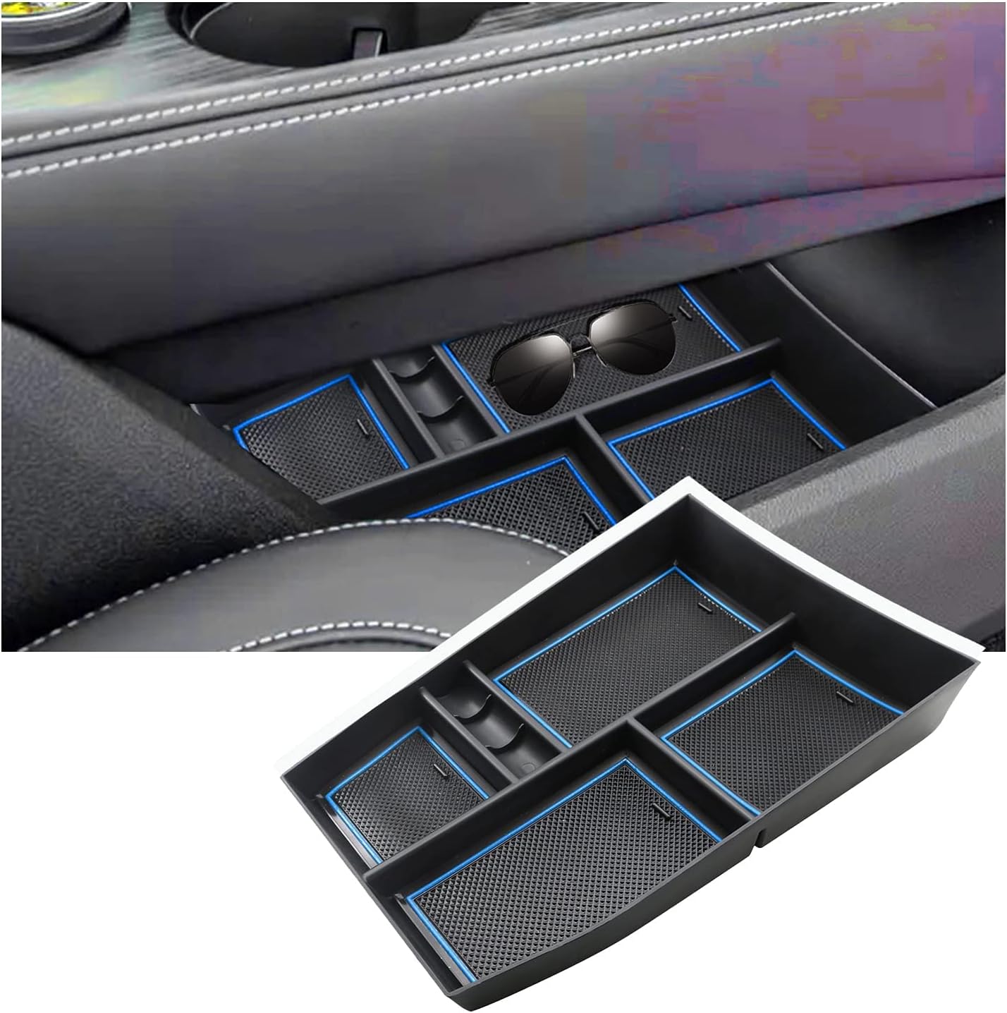 Ruiya Lower Console Organizer Compatible with 2021 2022 2023 2024 2025 2026 Nissan Rogue(S/SL/SV/Platinum) Armrest Storage Box Nissan Rogue Accessorie Console Pallet Container with Coin Storage