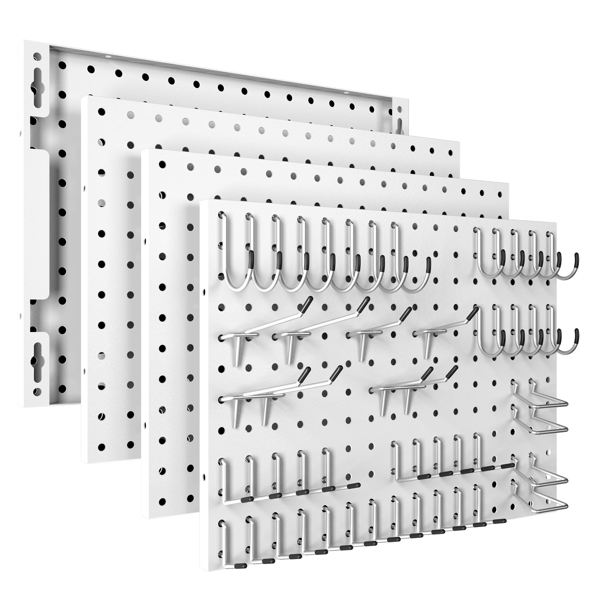 Spampur 4-Pack Metal Pegboard with 50 Hooks