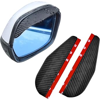 Pack of 2 Universal Rain Cover Sun Visor for Car Mirror Car Accessories Exterior for Rear View Mirror Carbon Fibre Side Mirror Rain Cover for Cars SUV Truck