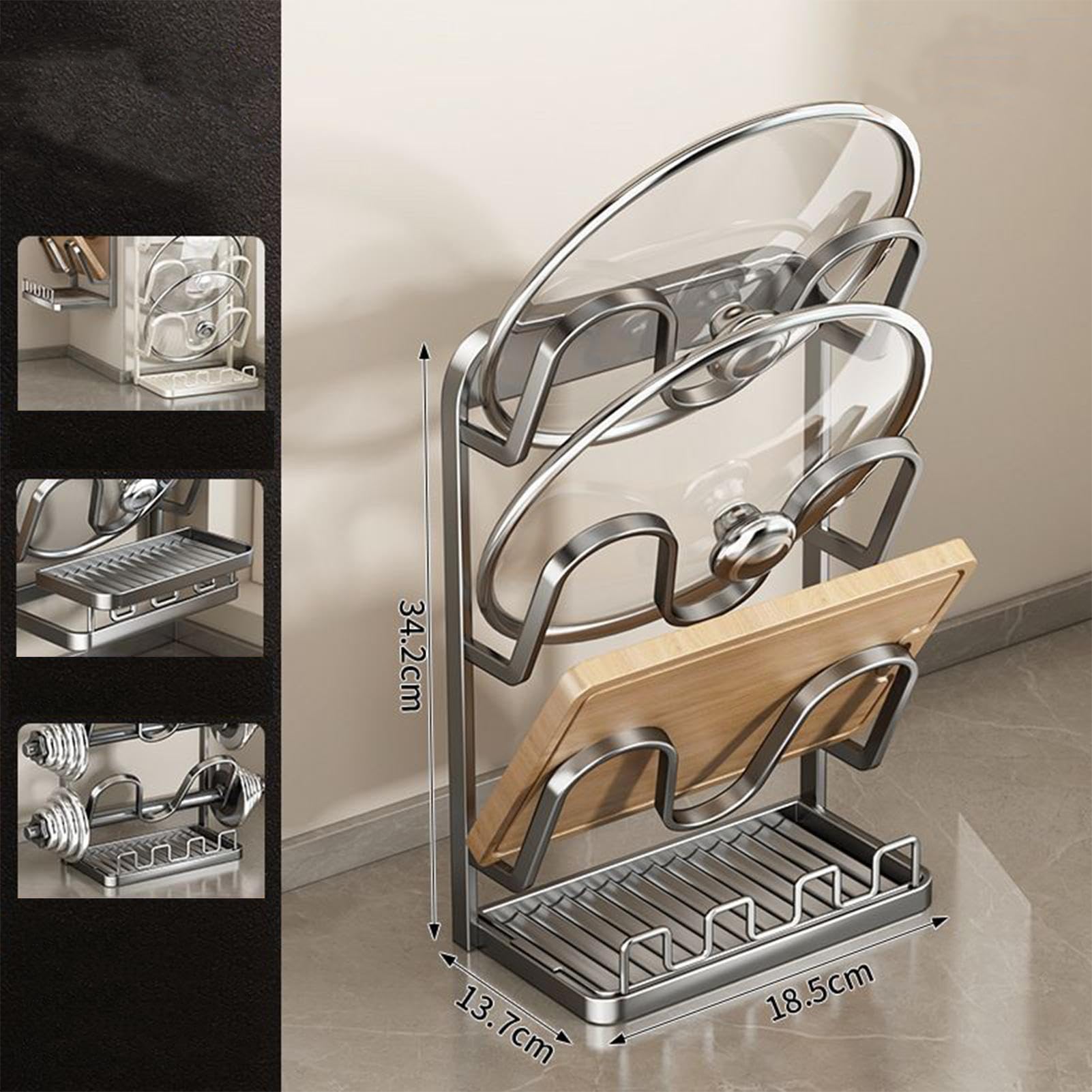 Organizzatore Coperchi Pentole 3 Metallico Antiruggine Multifunzionale | Supporto Coperchi Pentole Durante Cottura Per Dormitorio Camper Casa Ristorante Armadio Cucina