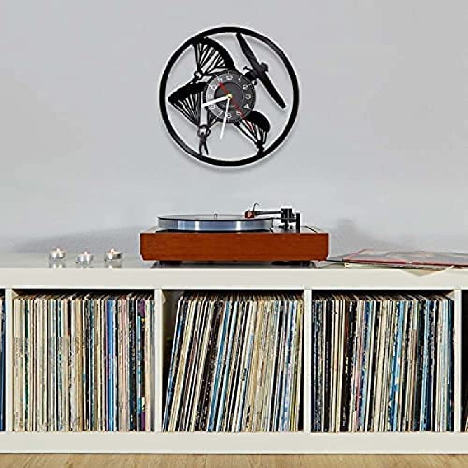 12 Pulgadas silencioso sin tictac Reloj de Pared de Vinilo Paracaidismo Deportivo Reloj de Pared Hecho de Vinilo Real avión helicóptero piloto Paracaidismo Reloj de Pared Moderno artesanías