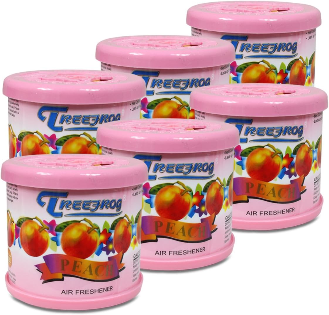 Auto Dynasty TreeFrog Gel-Typed Automotive Cup-Holder Air Freshener, Peach Scented, Pack of 6